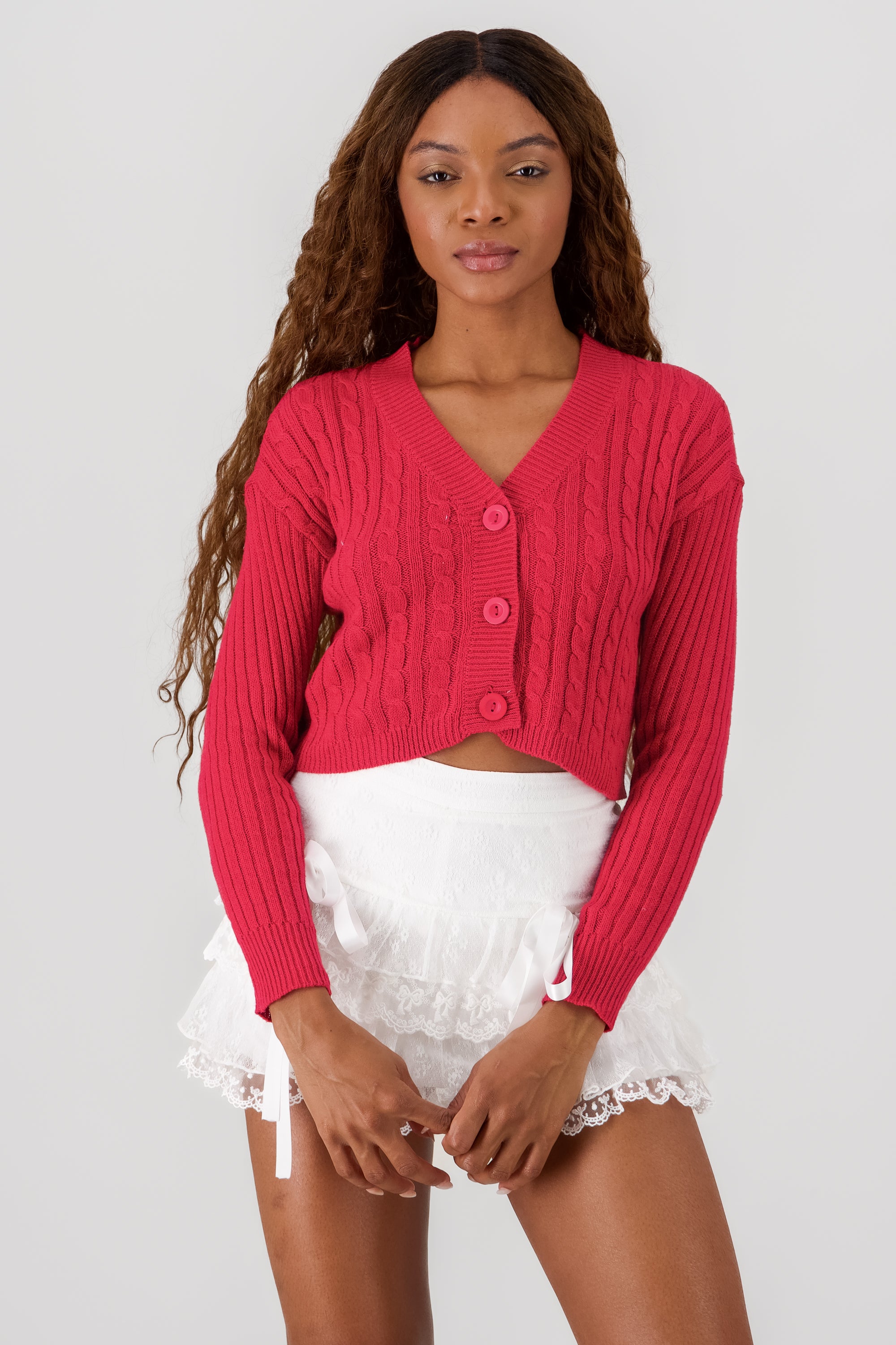 Knit Cardigan RED