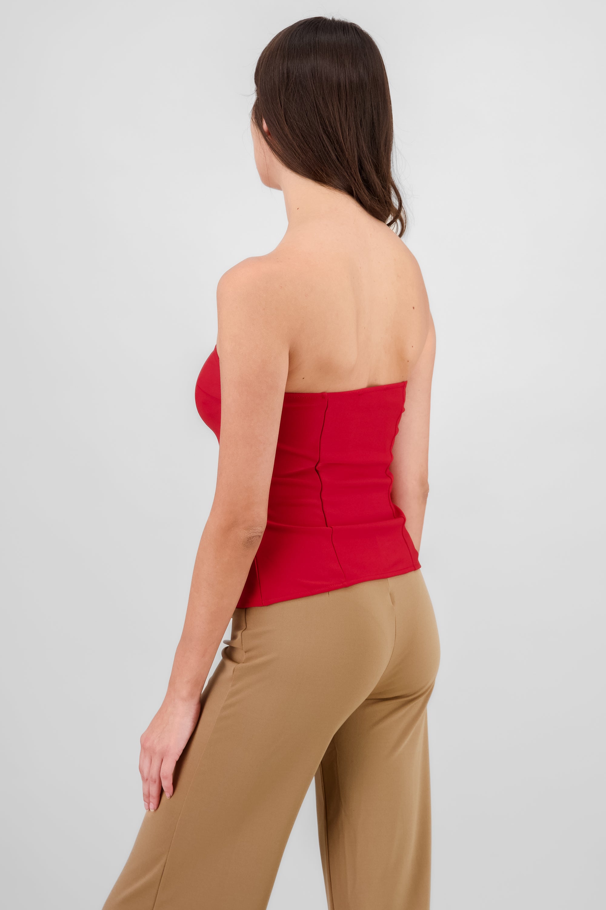 Top with Pockets and Button Accents TOMATO RED