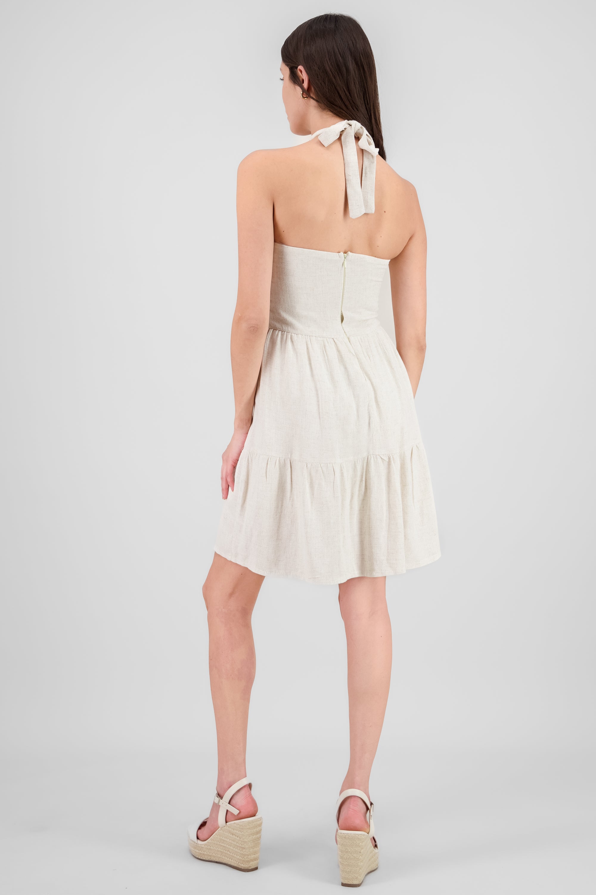 Linen Halter Neck Dress SAND