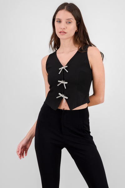 Bow Glitter Top BLACK