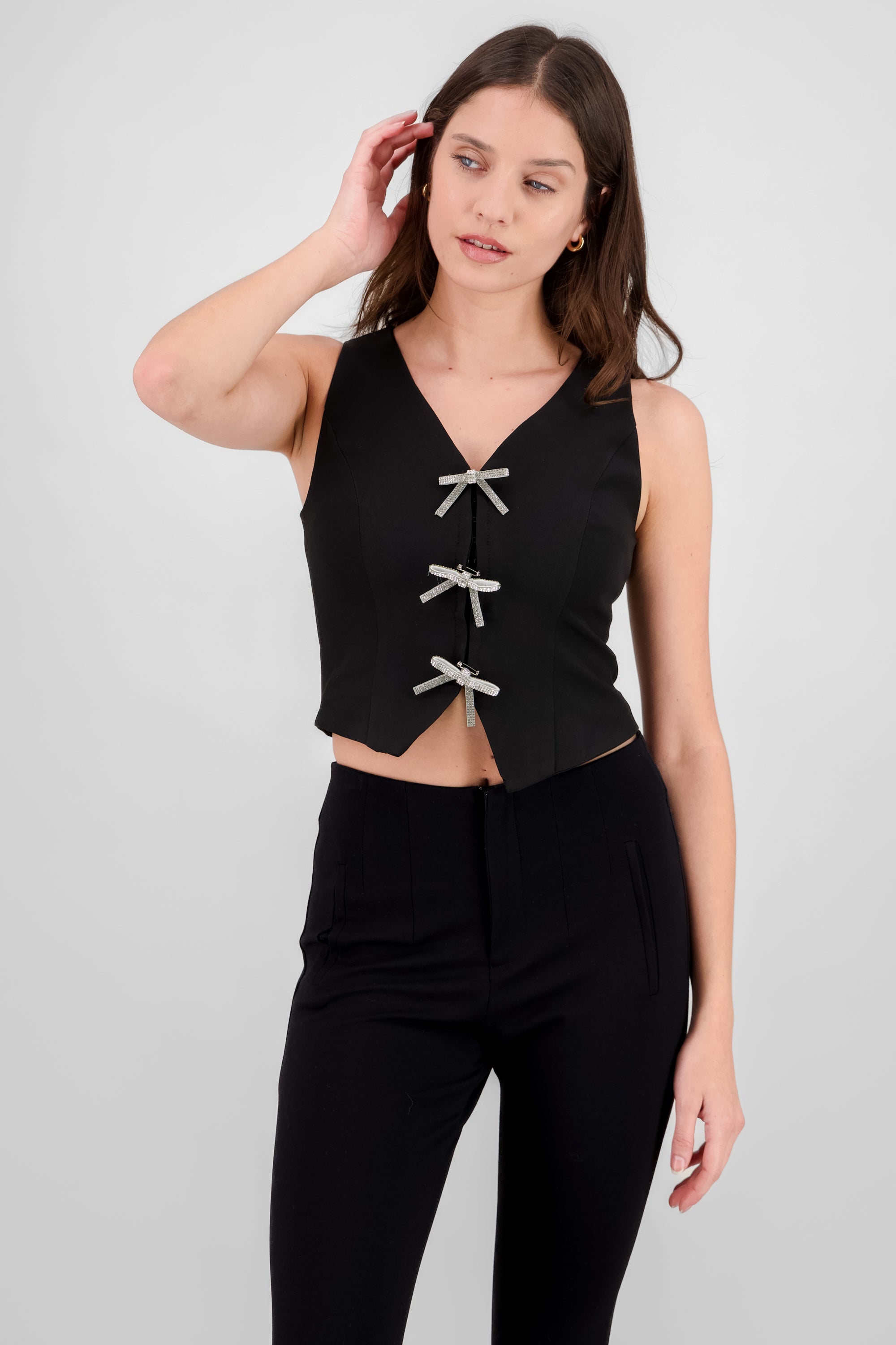 Bow Glitter Top BLACK