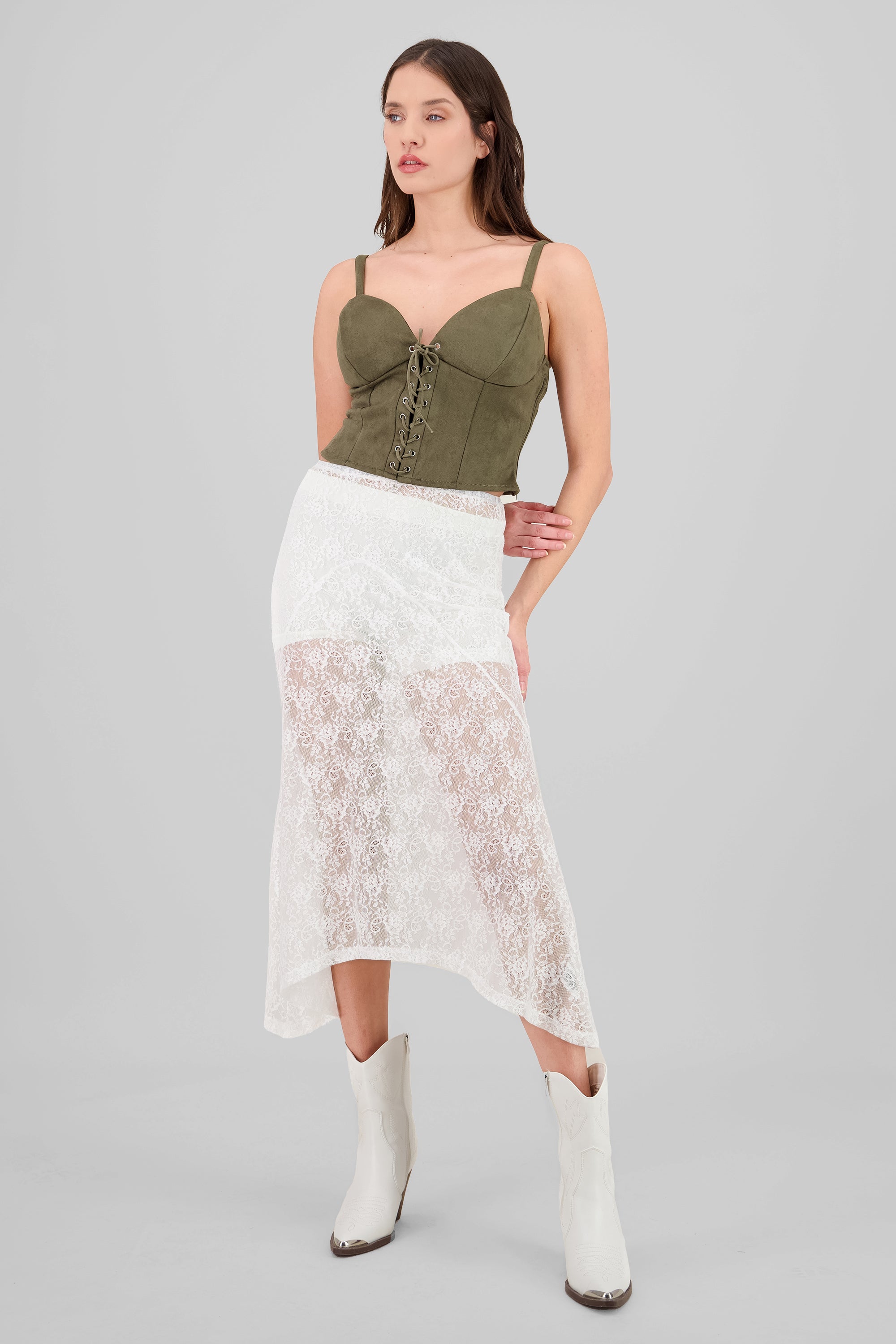 Lace Midi Skirt IVORY