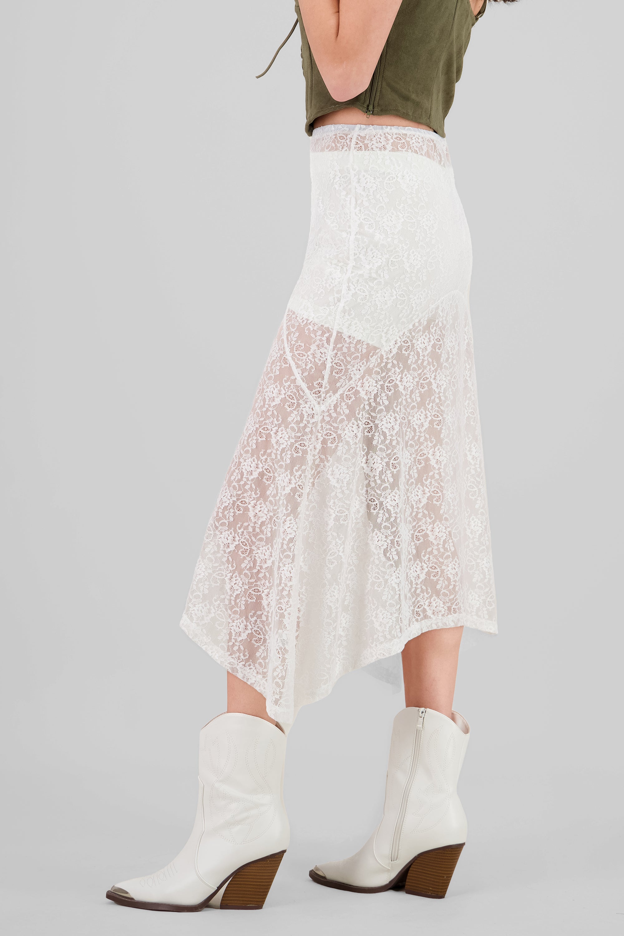 Lace Midi Skirt IVORY