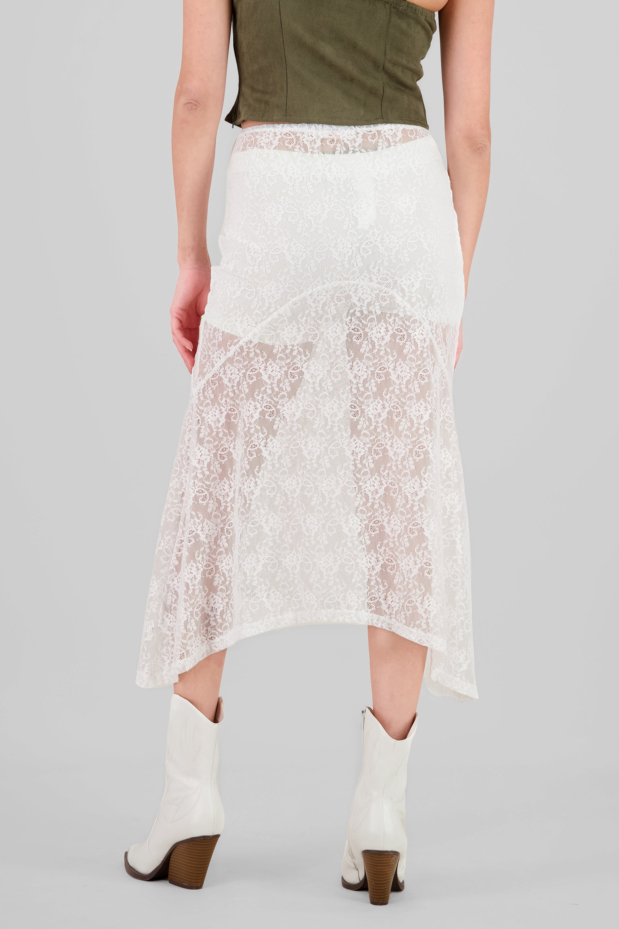 Lace Midi Skirt IVORY