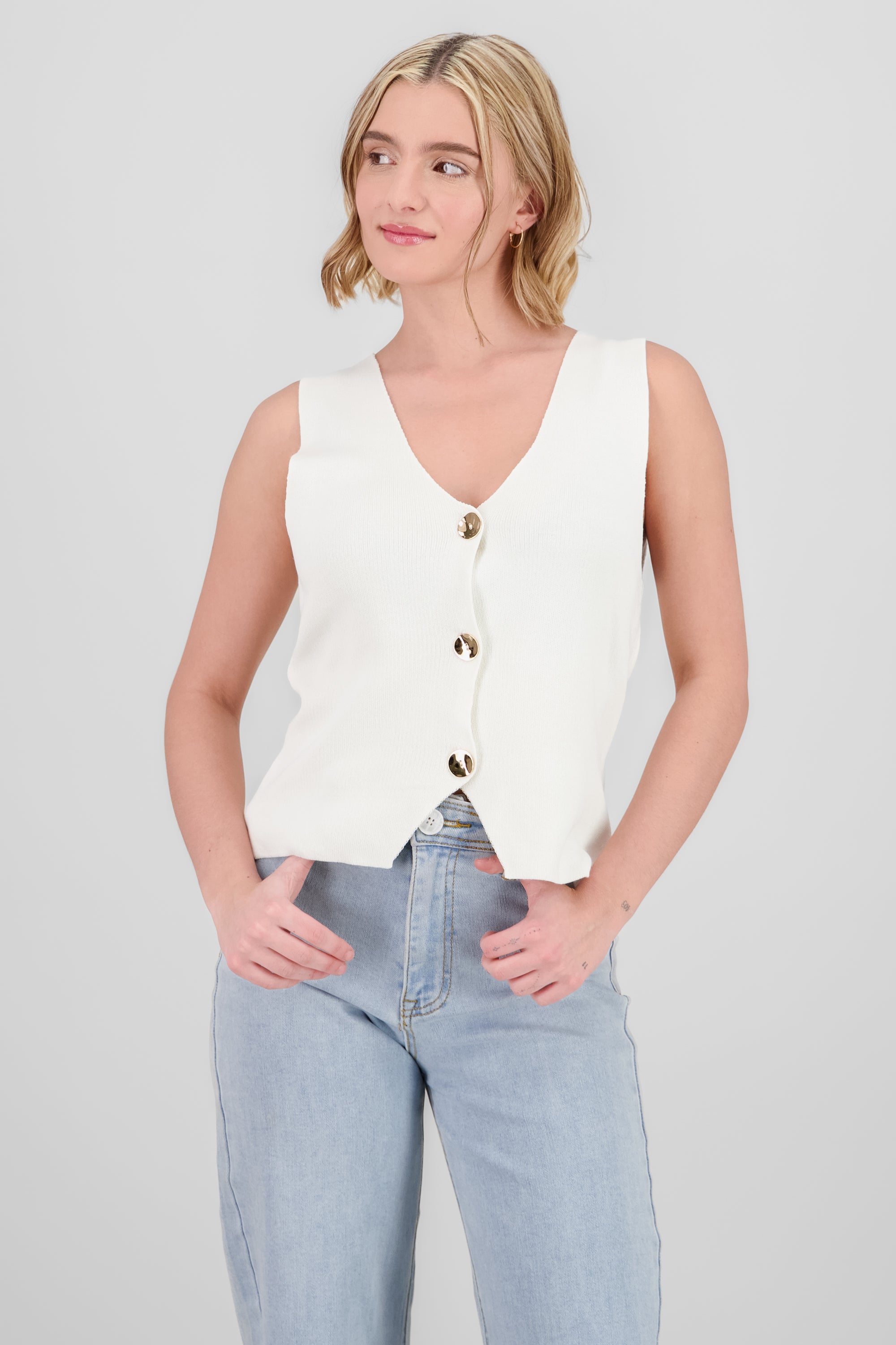 Solid Knit Vest IVORY