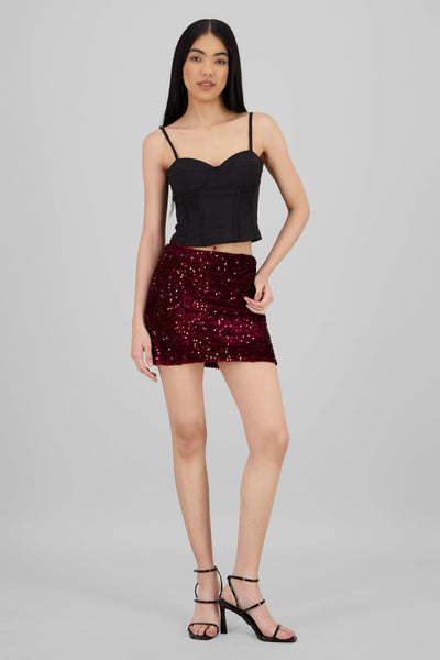 Sequin Mini Skirt WHITE COMBO