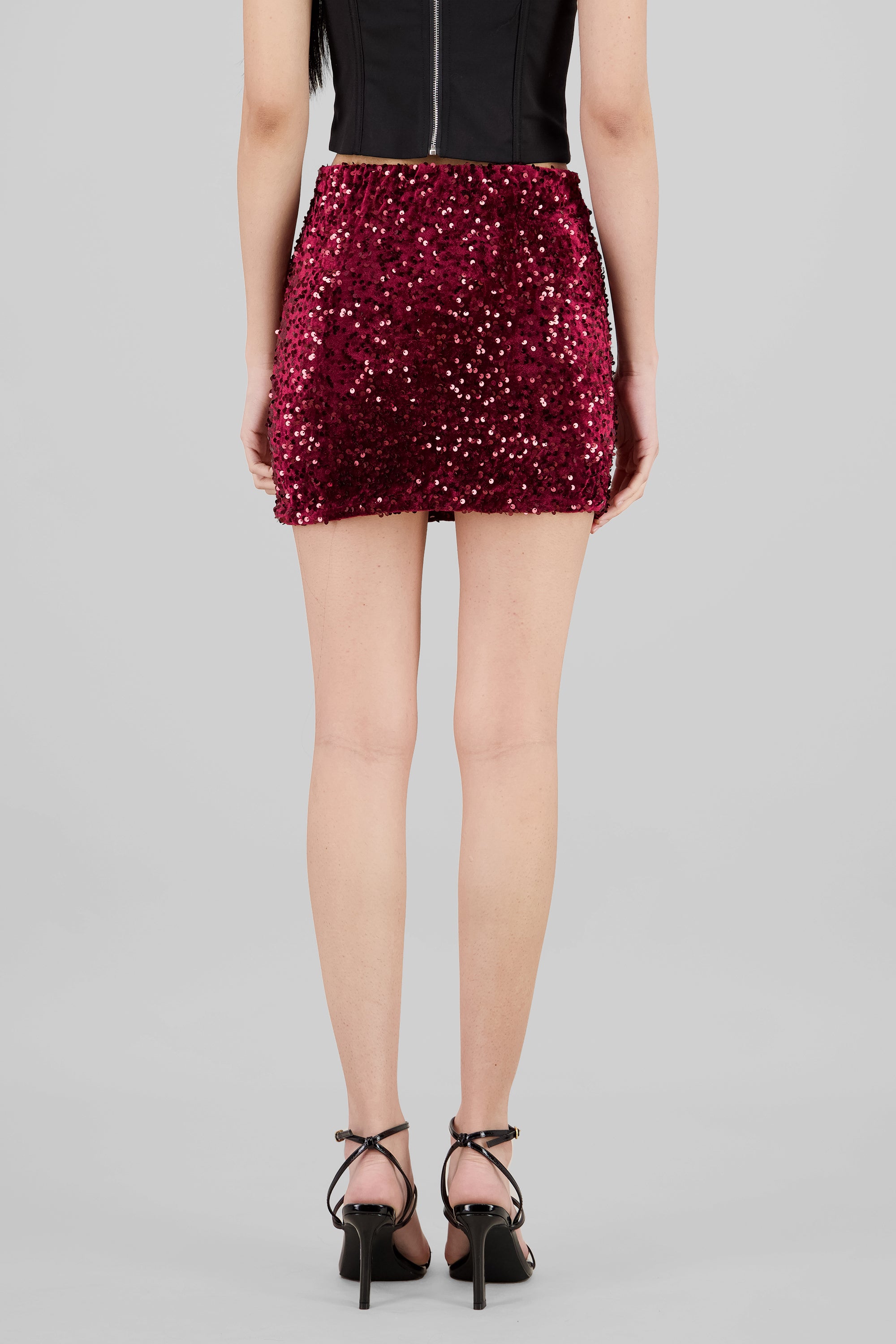 Sequin Mini Skirt PLUM