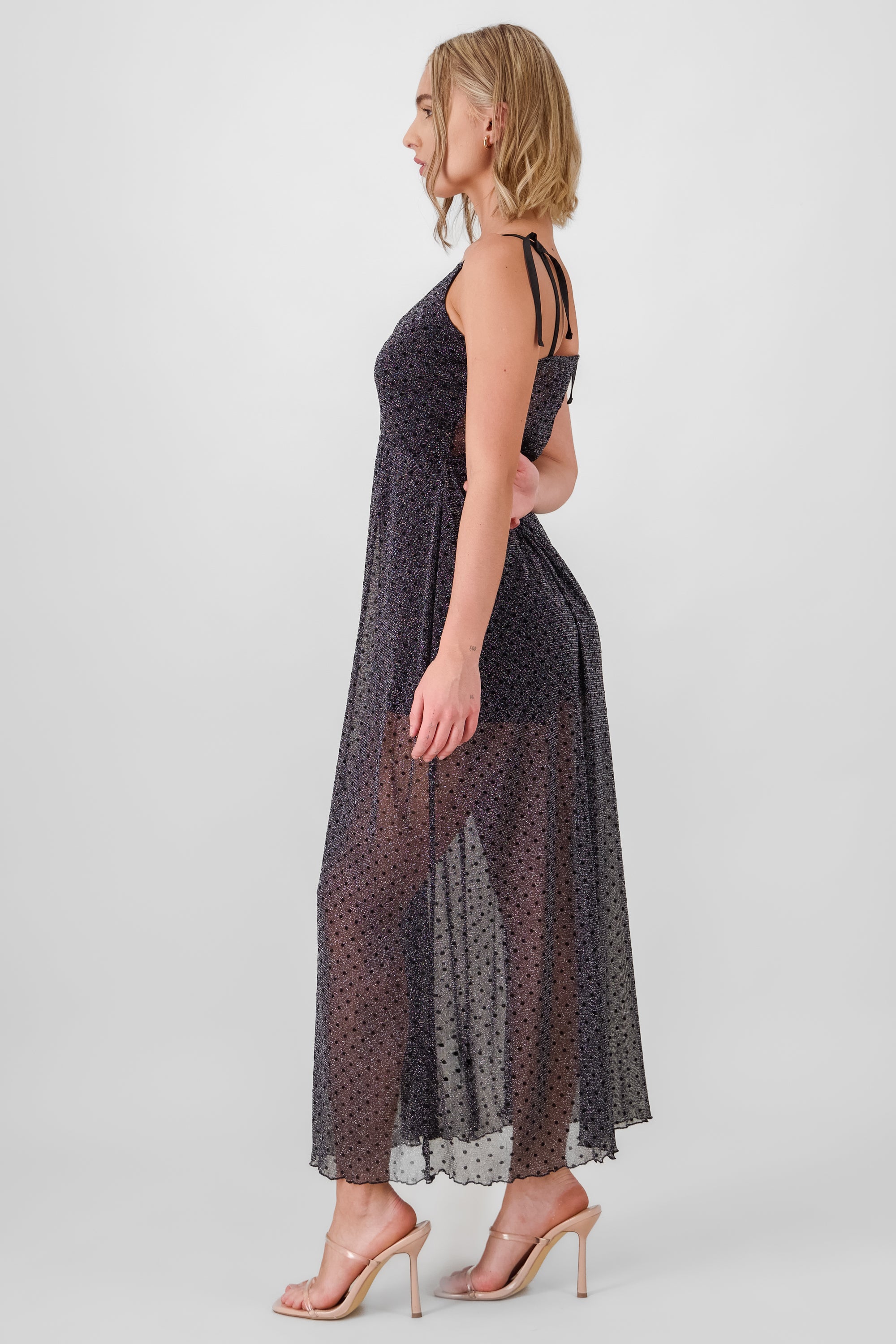 Mesh Strap Maxi Dress BLACK