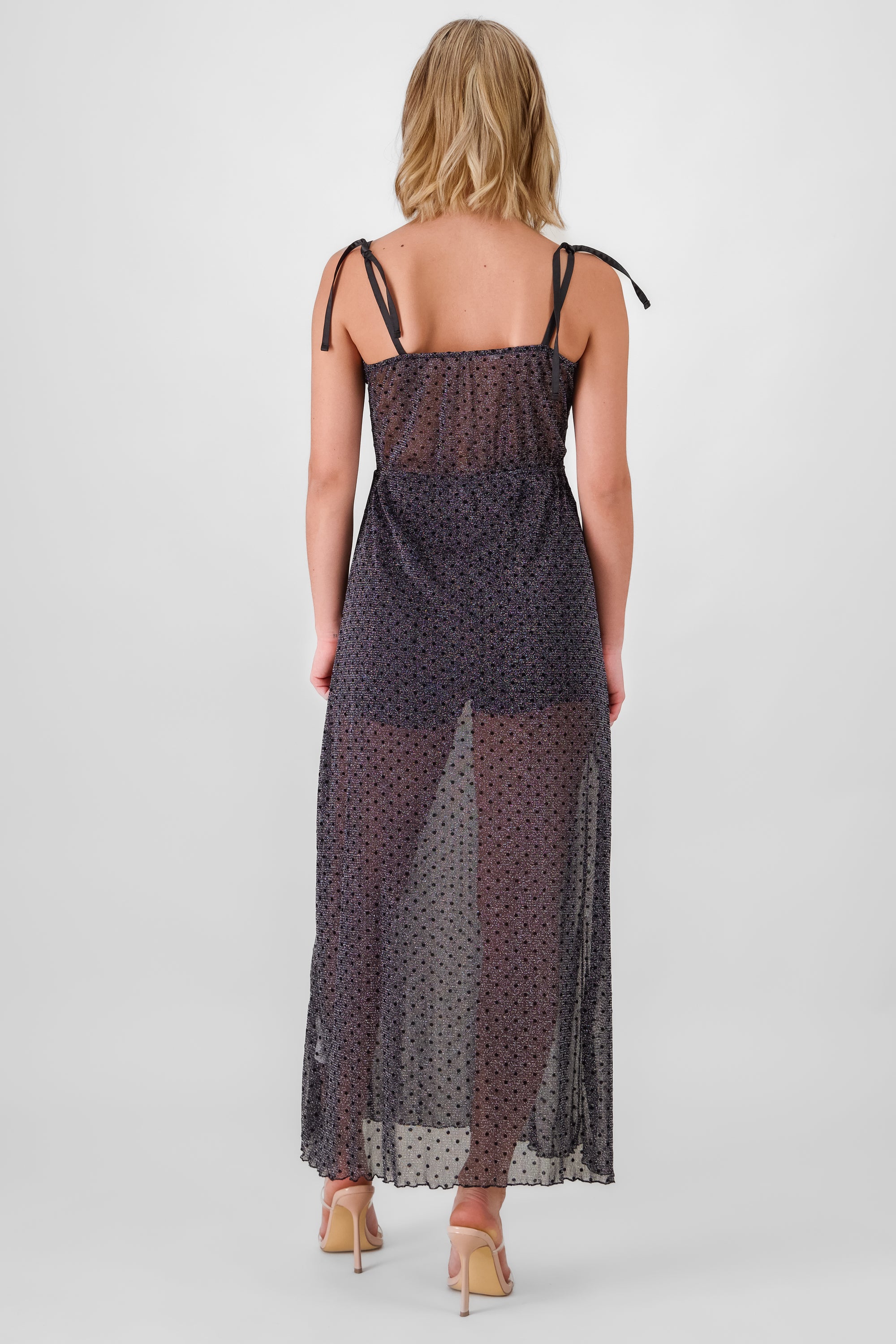 Mesh Strap Maxi Dress BLACK