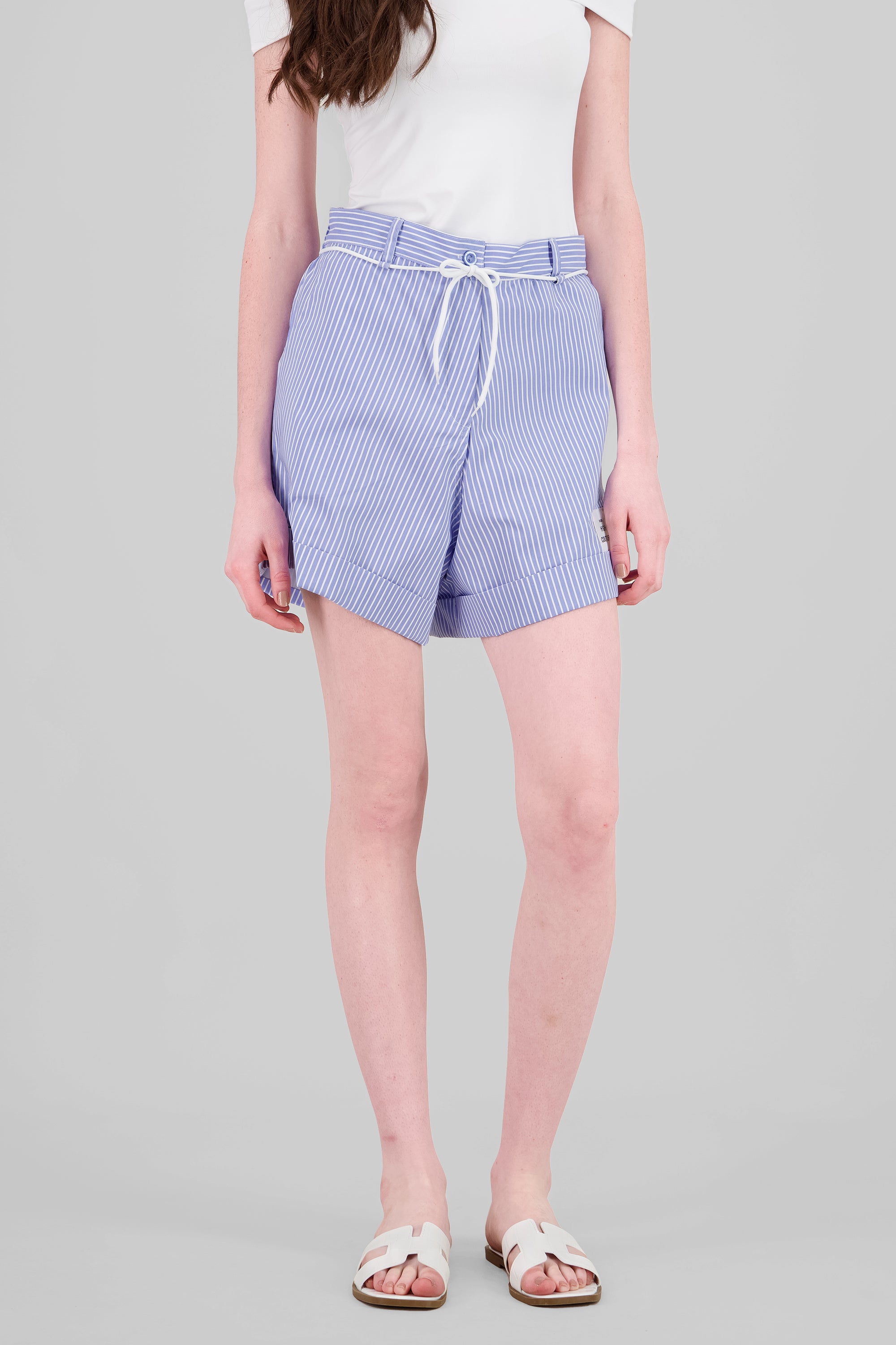 Striped Drawstring Detail Shorts BLUE COMBO