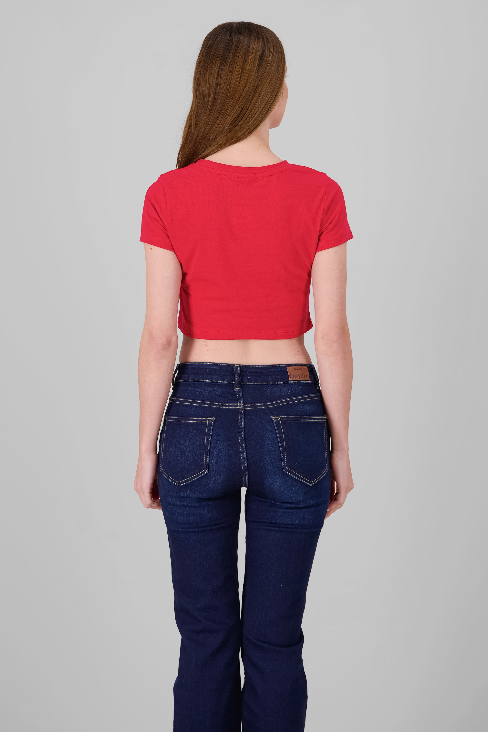 Cropped Cherry Print T Shirt RED