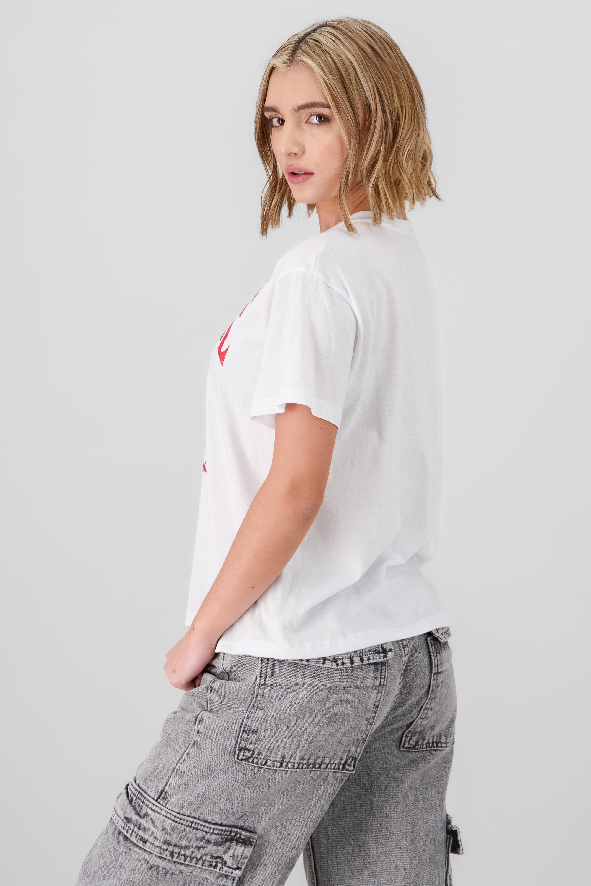 Short Sleeve Cherry Print  T Shirt WHITE