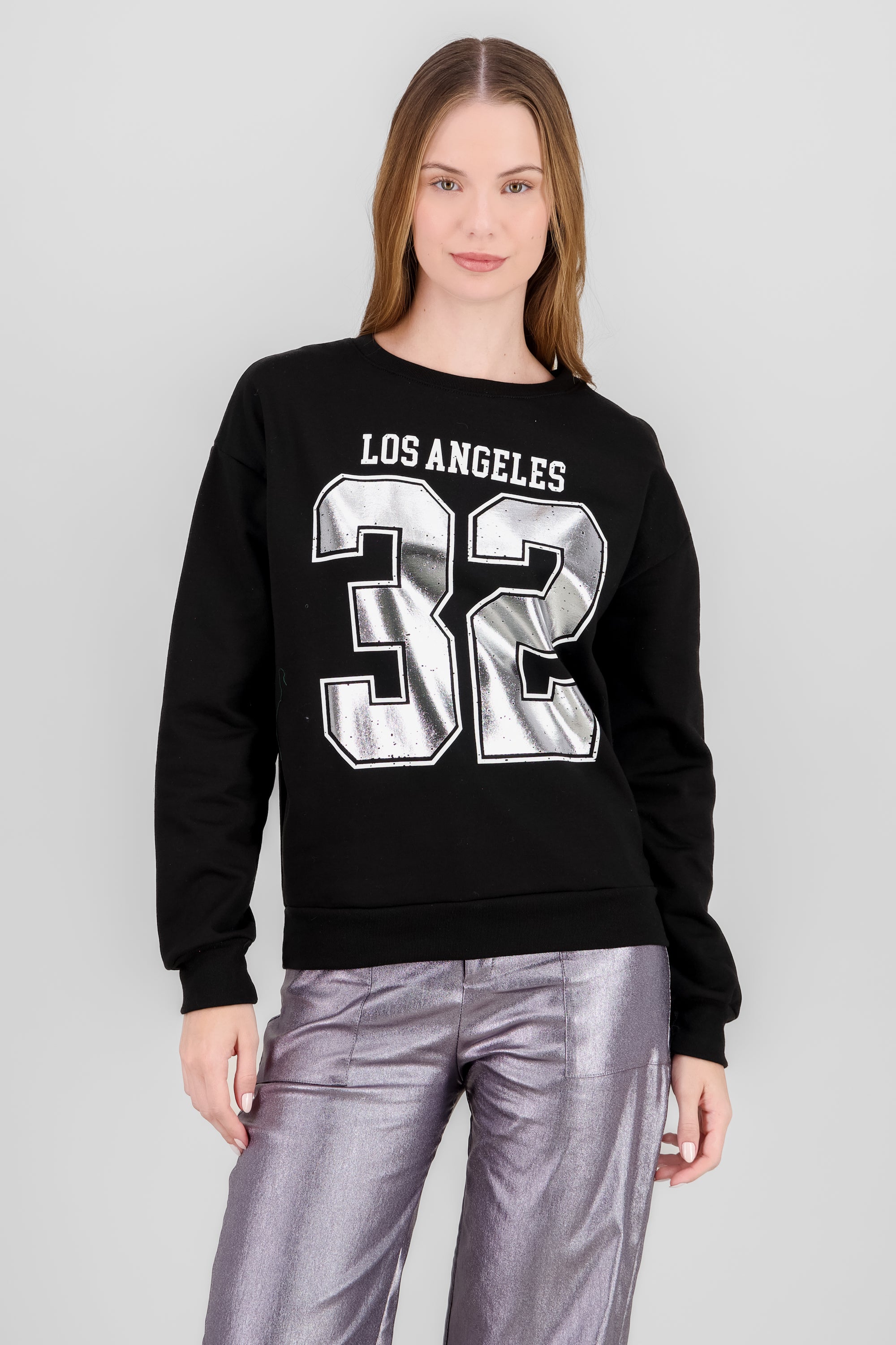 Sports Sweatshirt with Foil Number BLACK