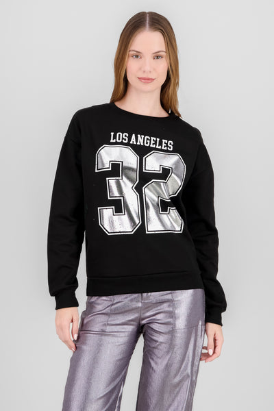 Sports Sweatshirt with Foil Number BLACK