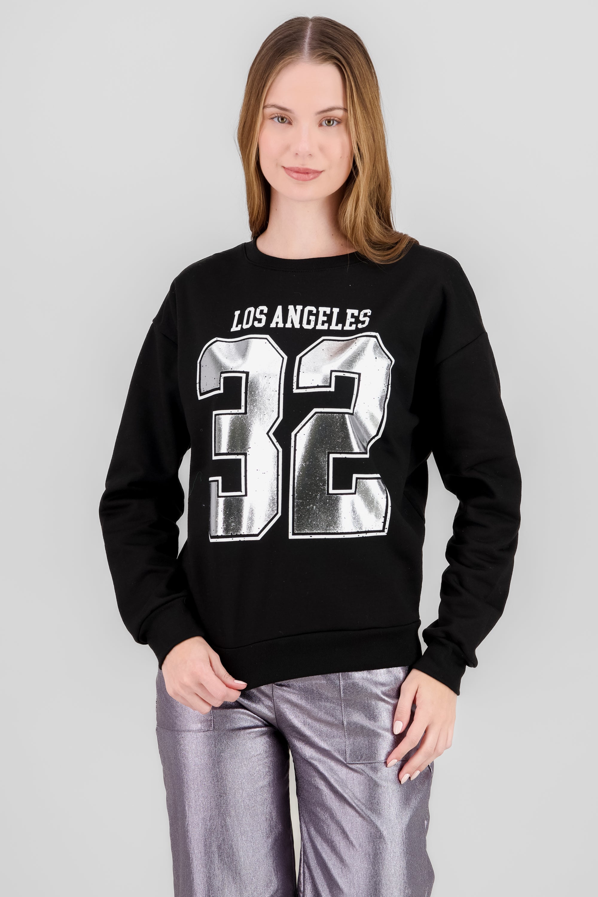 Sports Sweatshirt with Foil Number BLACK