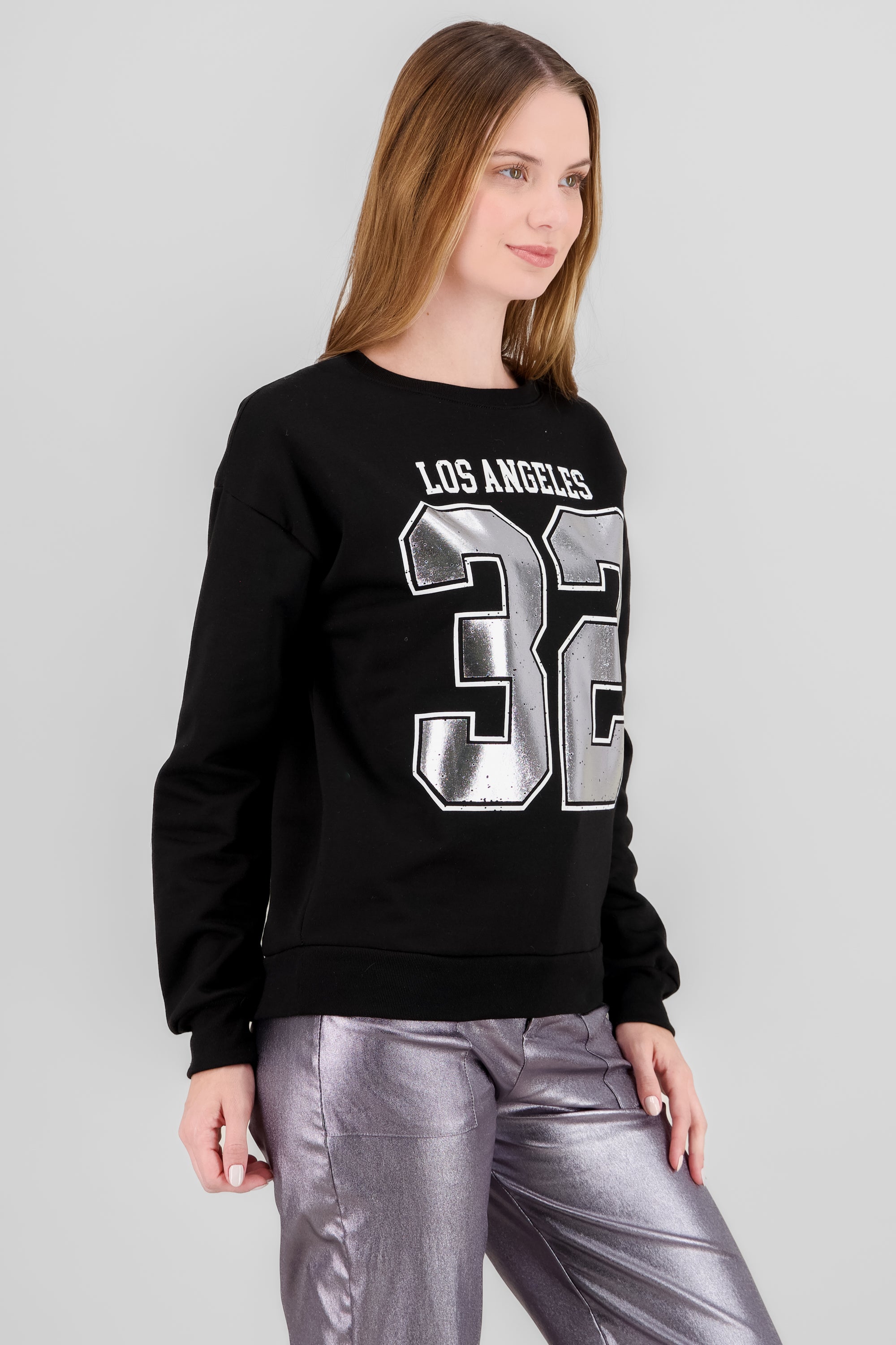 Sports Sweatshirt with Foil Number BLACK