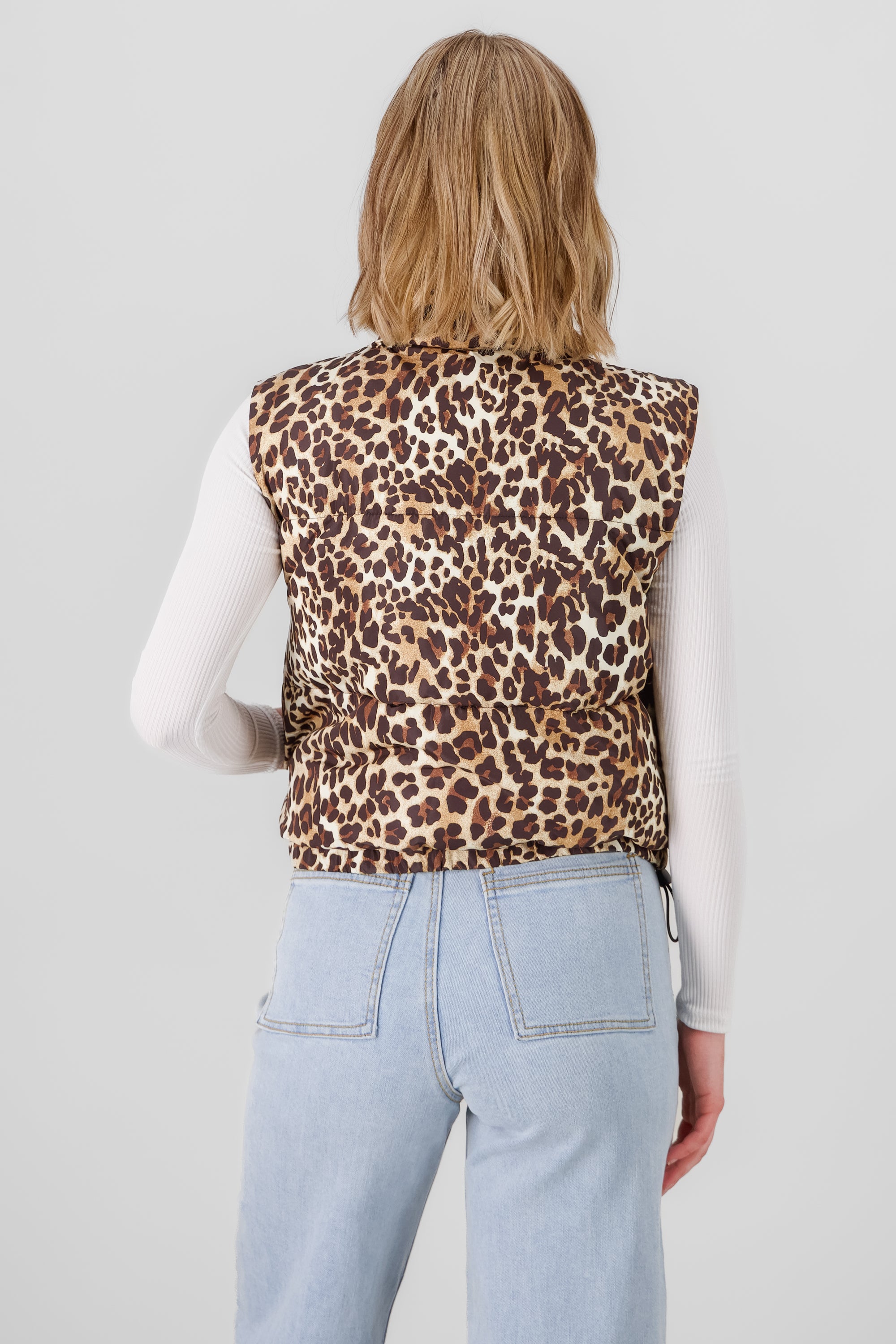 Leopard Quilted Vest BROWN COMBO