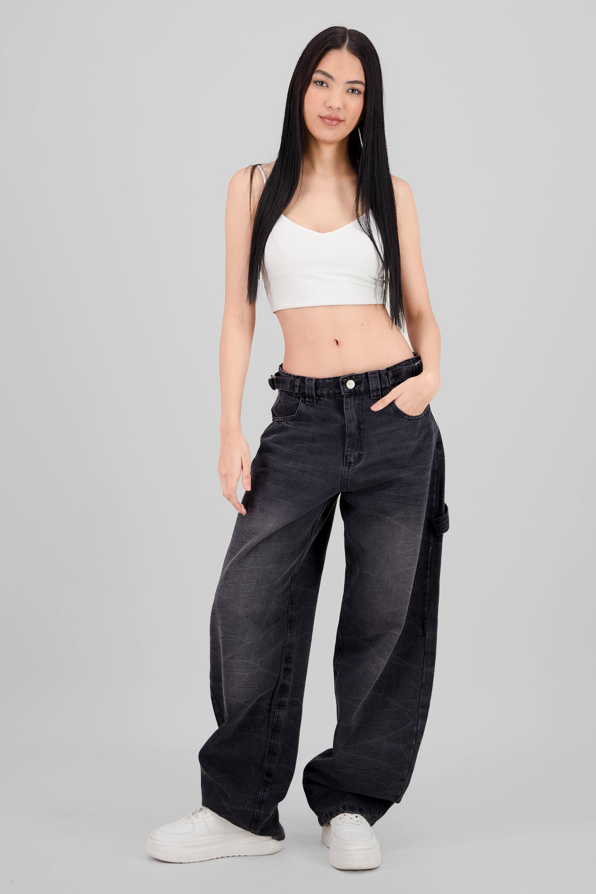 Adjustable Baggy Jeans BLACK