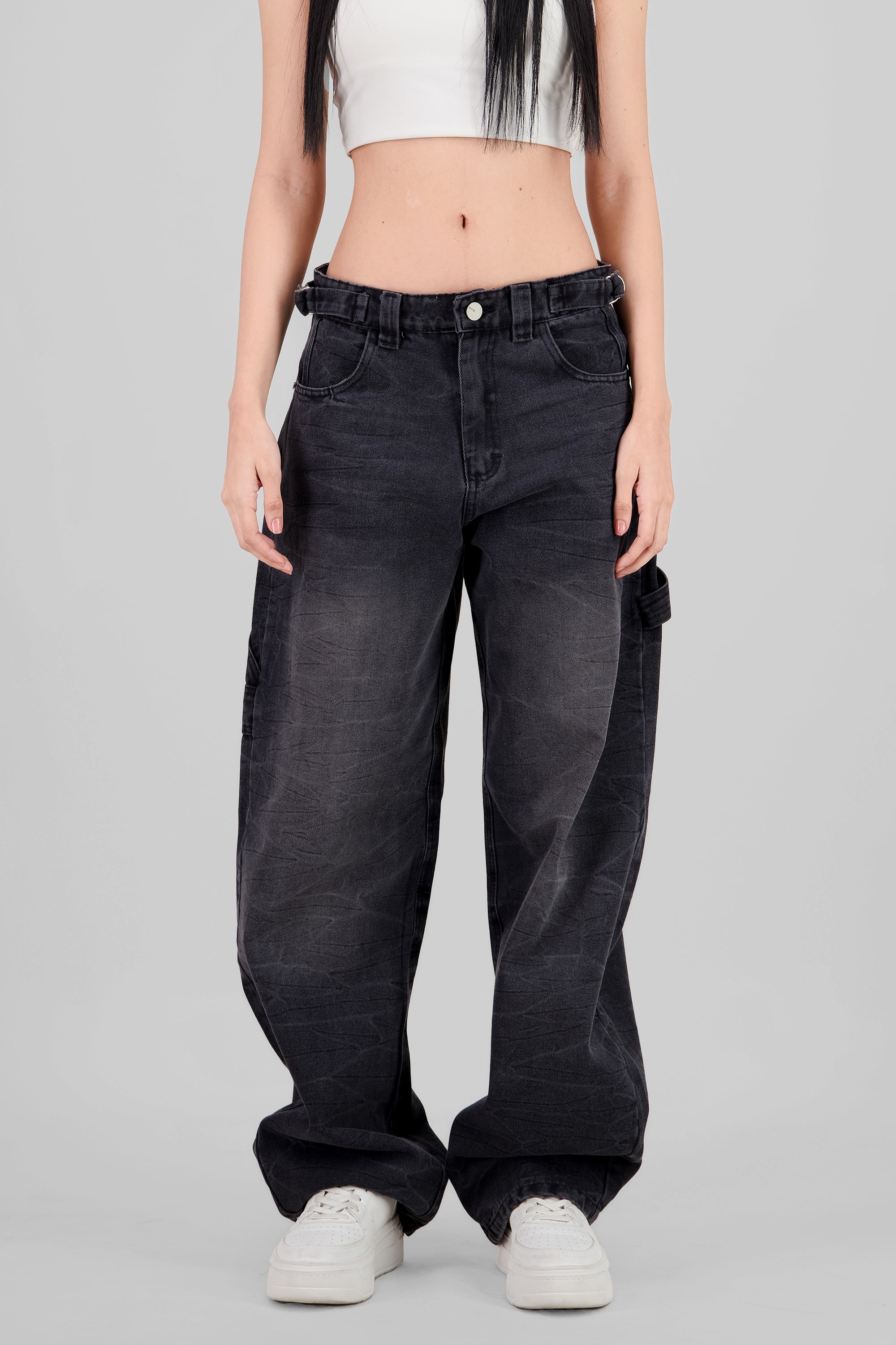 Adjustable Baggy Jeans BLACK