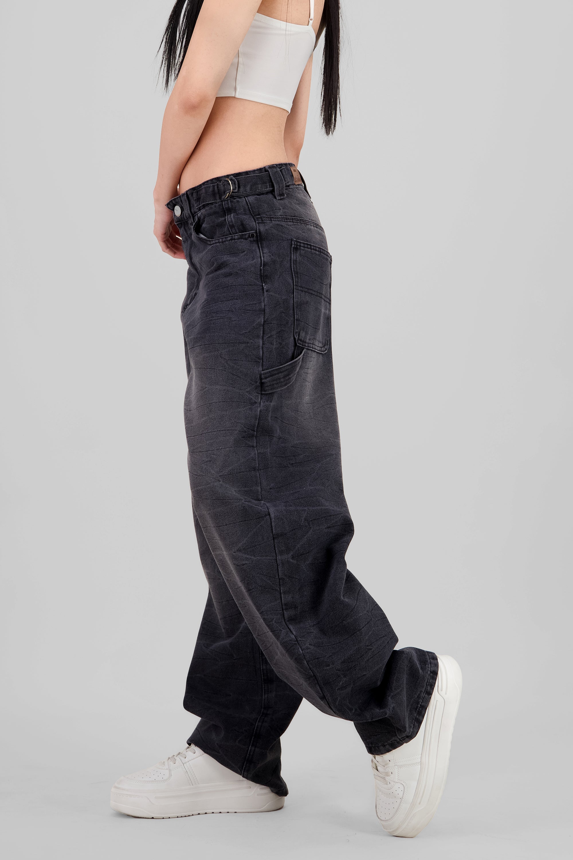 Adjustable Baggy Jeans BLACK