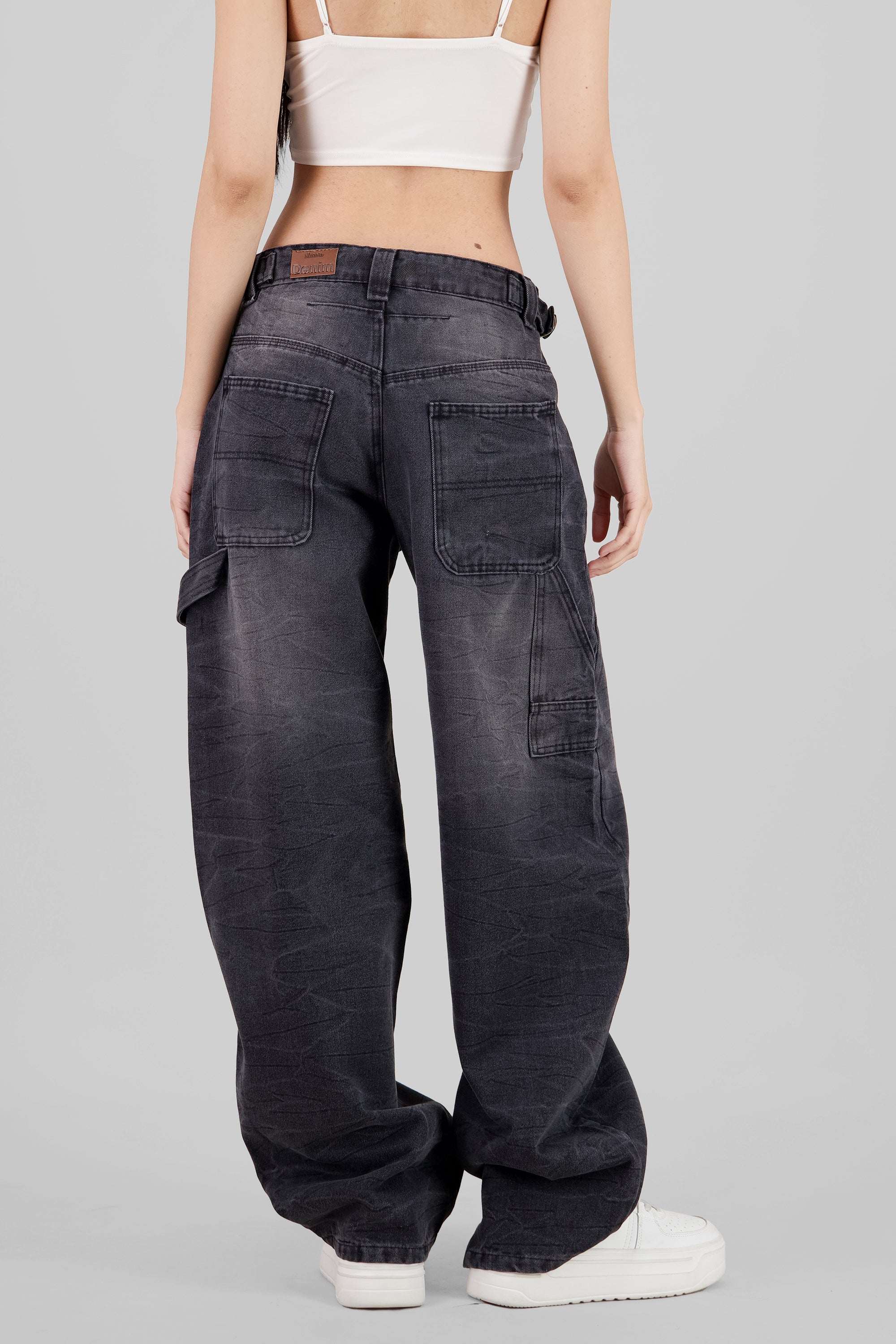 Adjustable Baggy Jeans BLACK