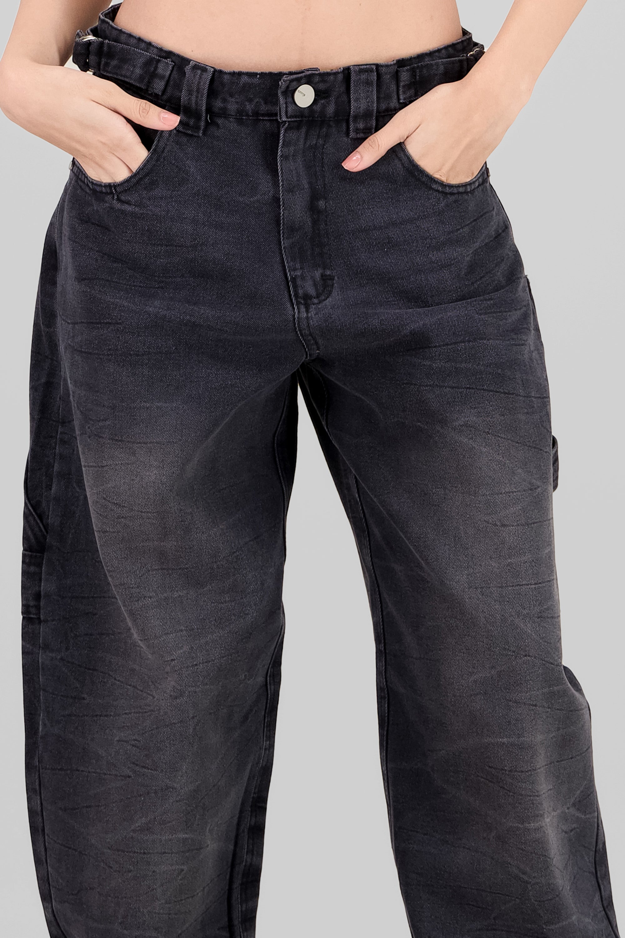 Adjustable Baggy Jeans BLACK