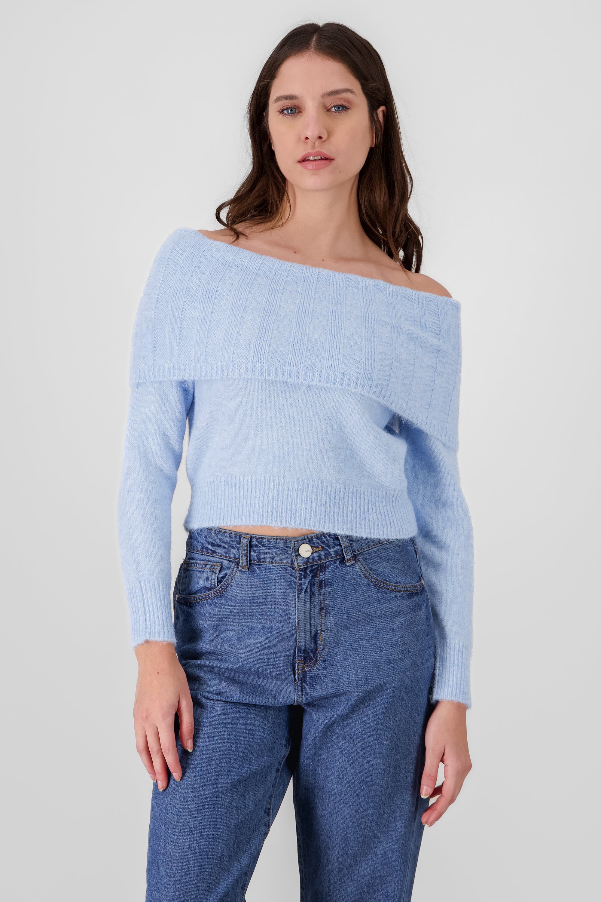 Off Shoulder Sweater SKY BLUE