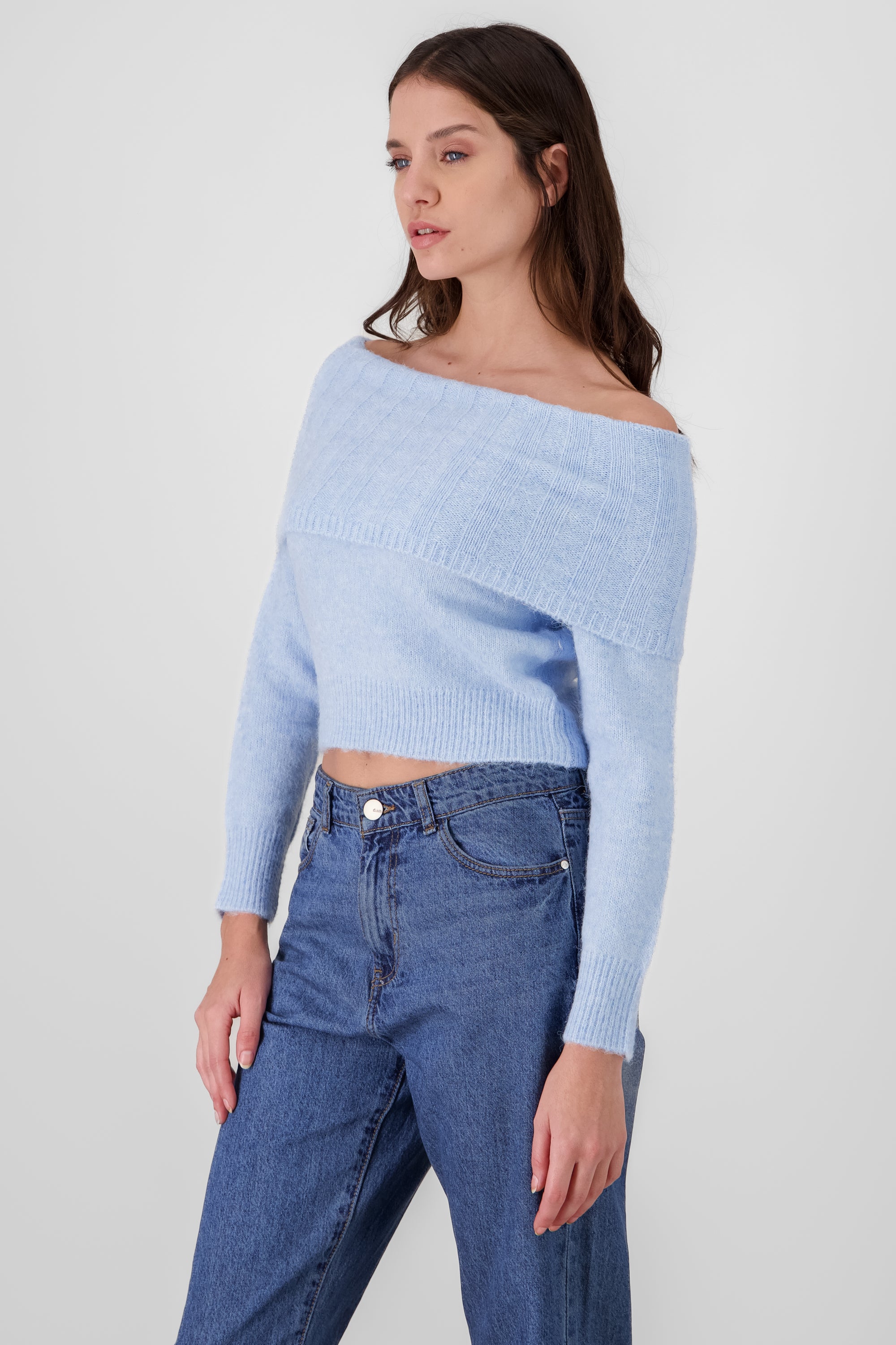 Off Shoulder Sweater SKY BLUE