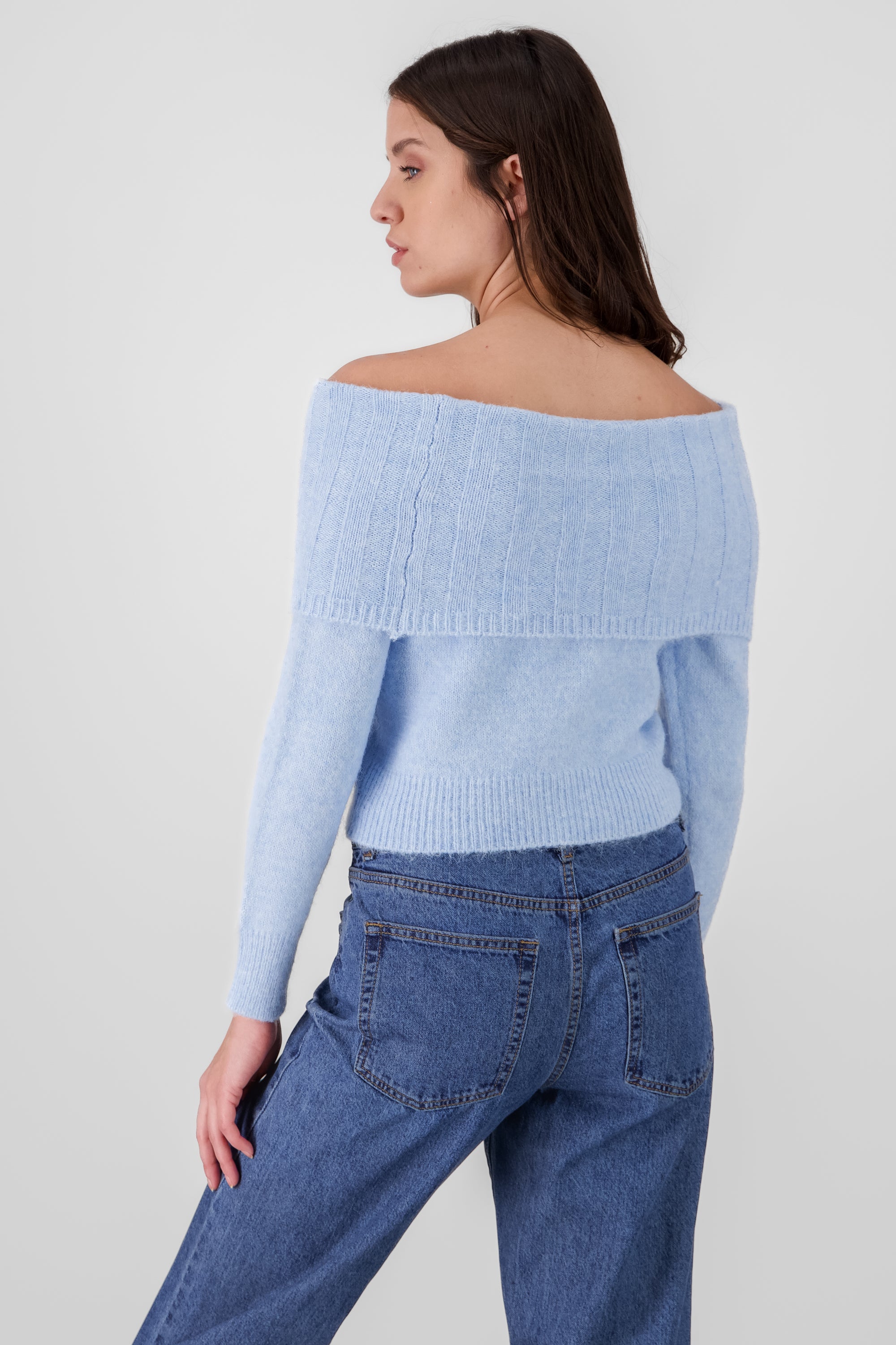 Off Shoulder Sweater SKY BLUE