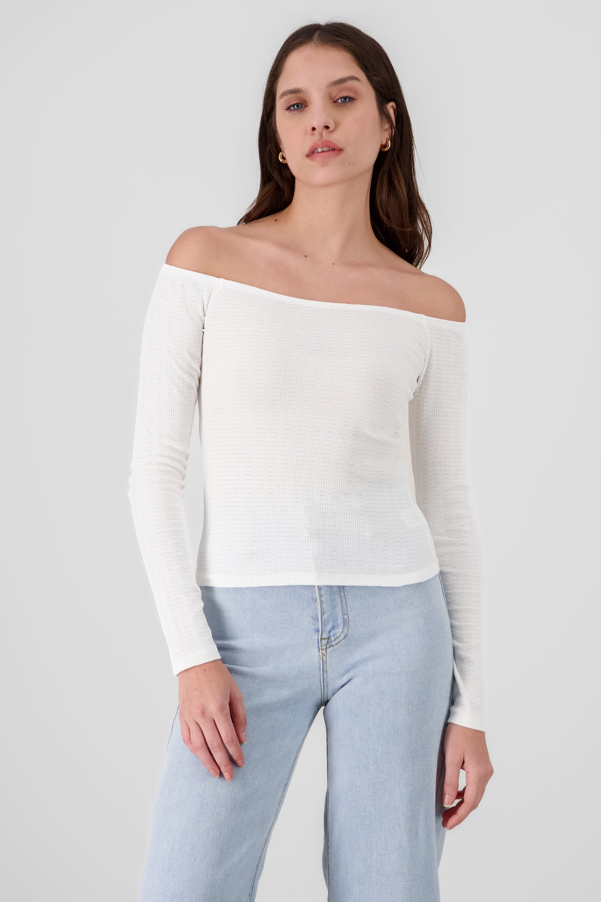 Shoulderless Knit Top IVORY