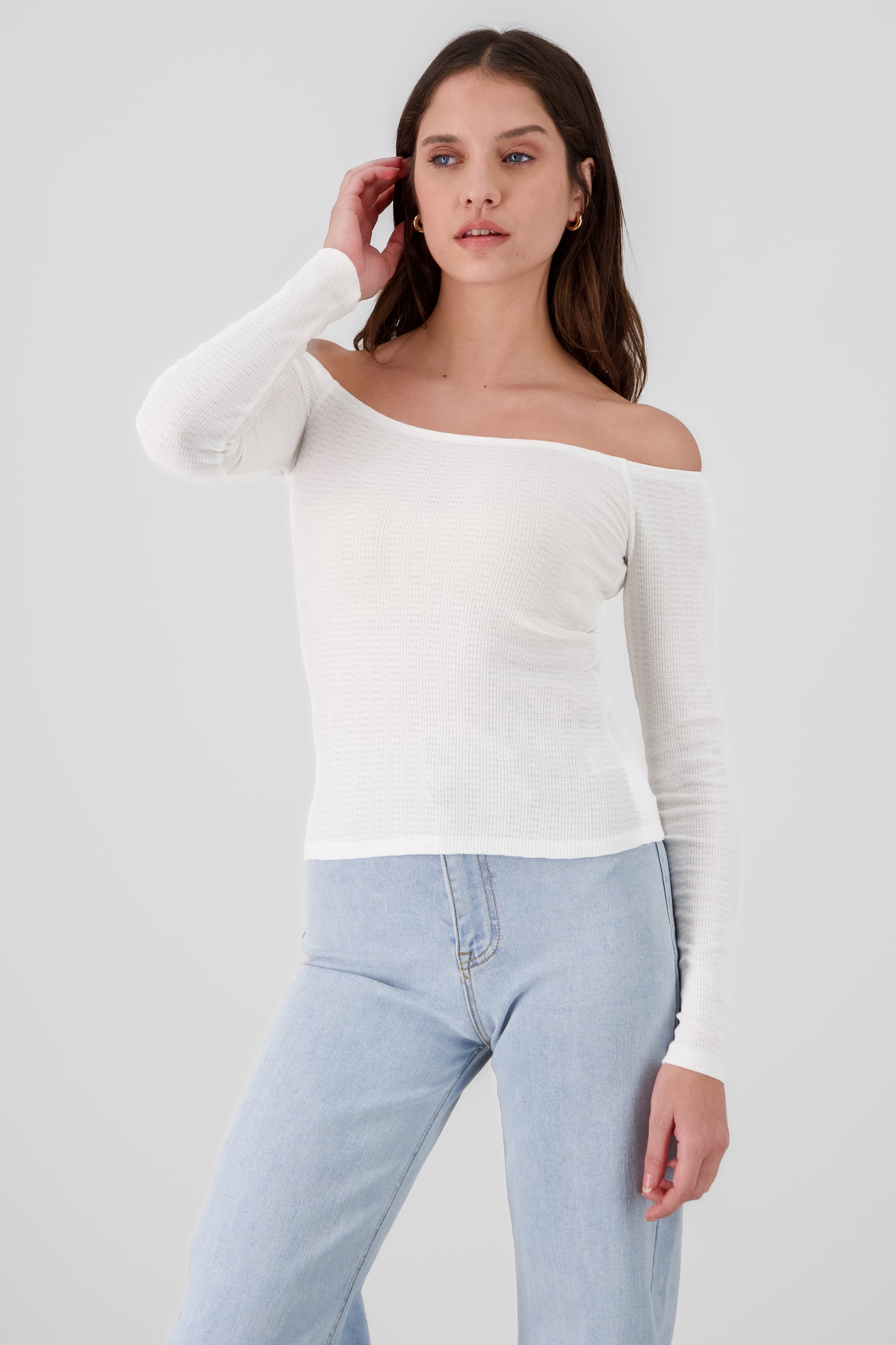 Shoulderless Knit Top IVORY