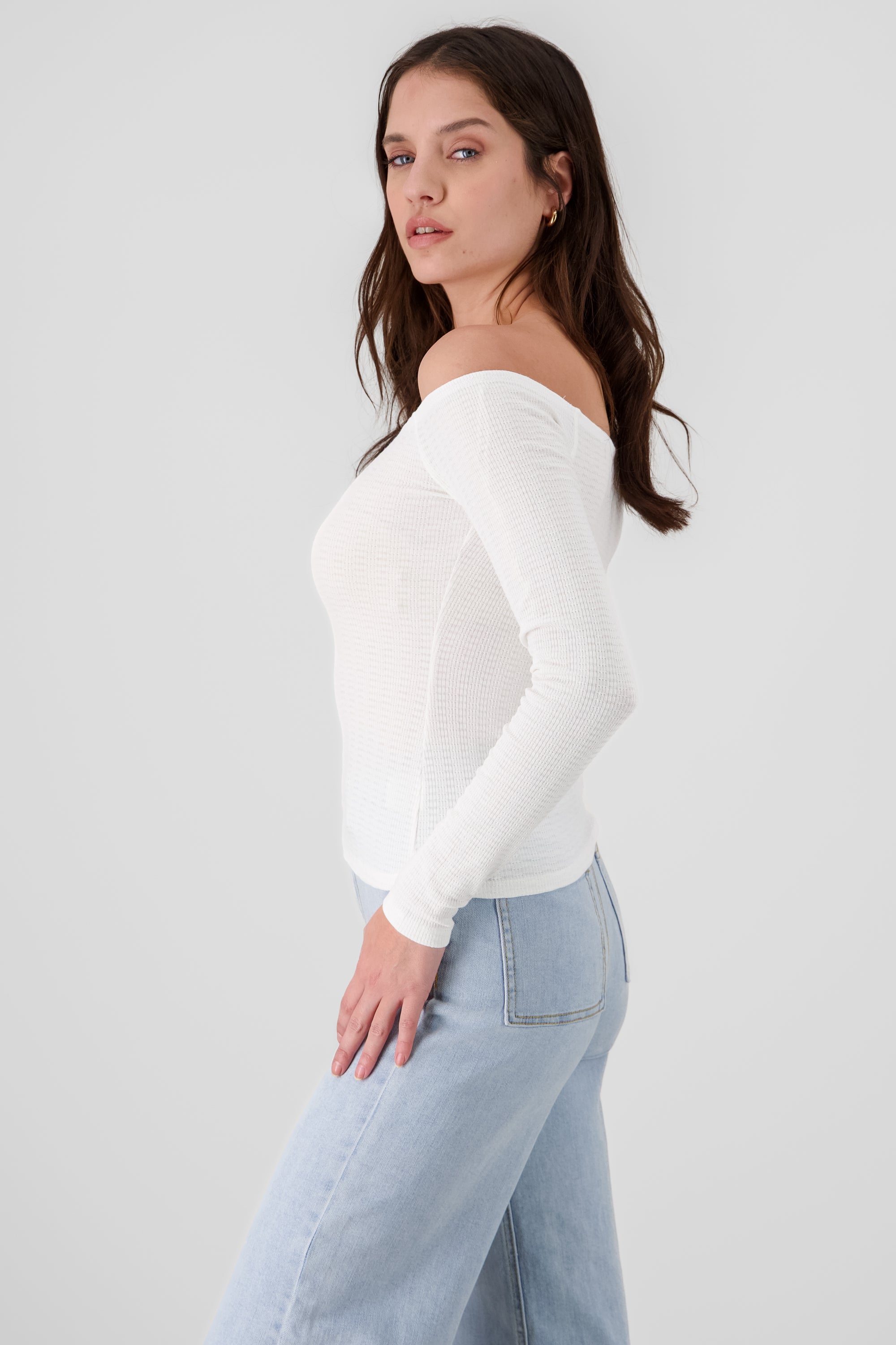 Shoulderless Knit Top IVORY