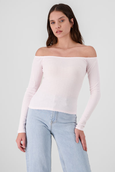 Shoulderless Knit Top ROSEWOOD