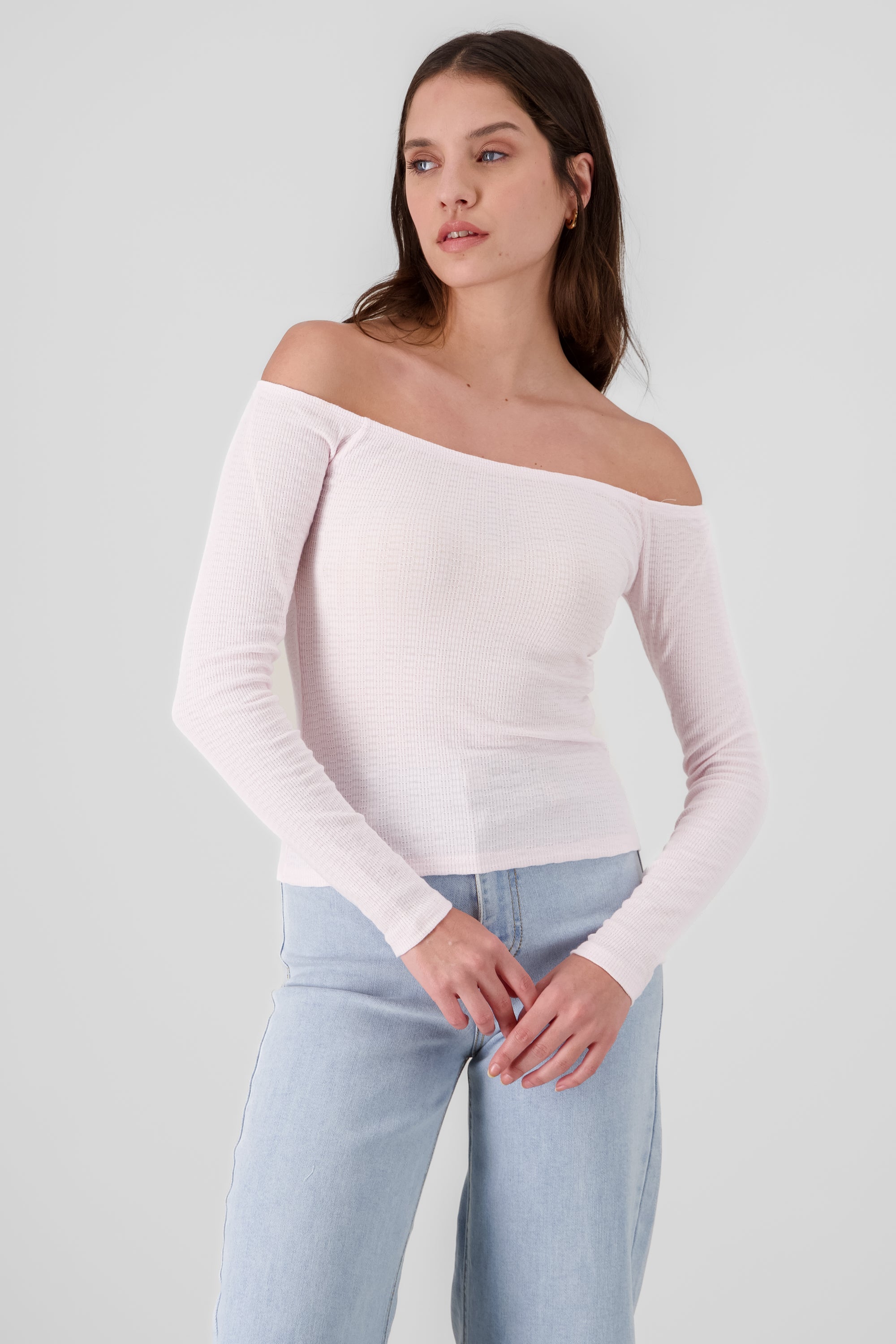 Shoulderless Knit Top ROSEWOOD