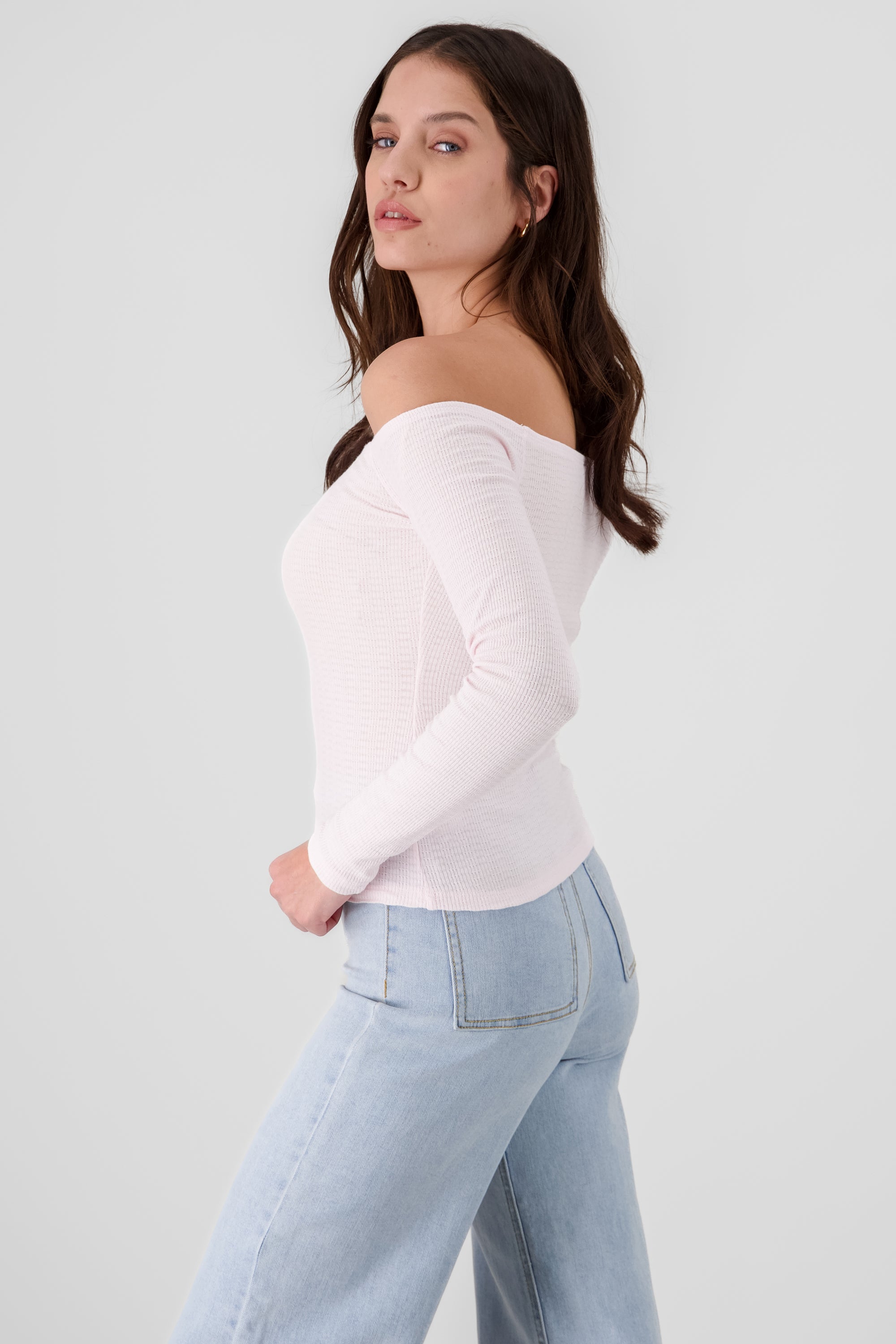 Shoulderless Knit Top ROSEWOOD