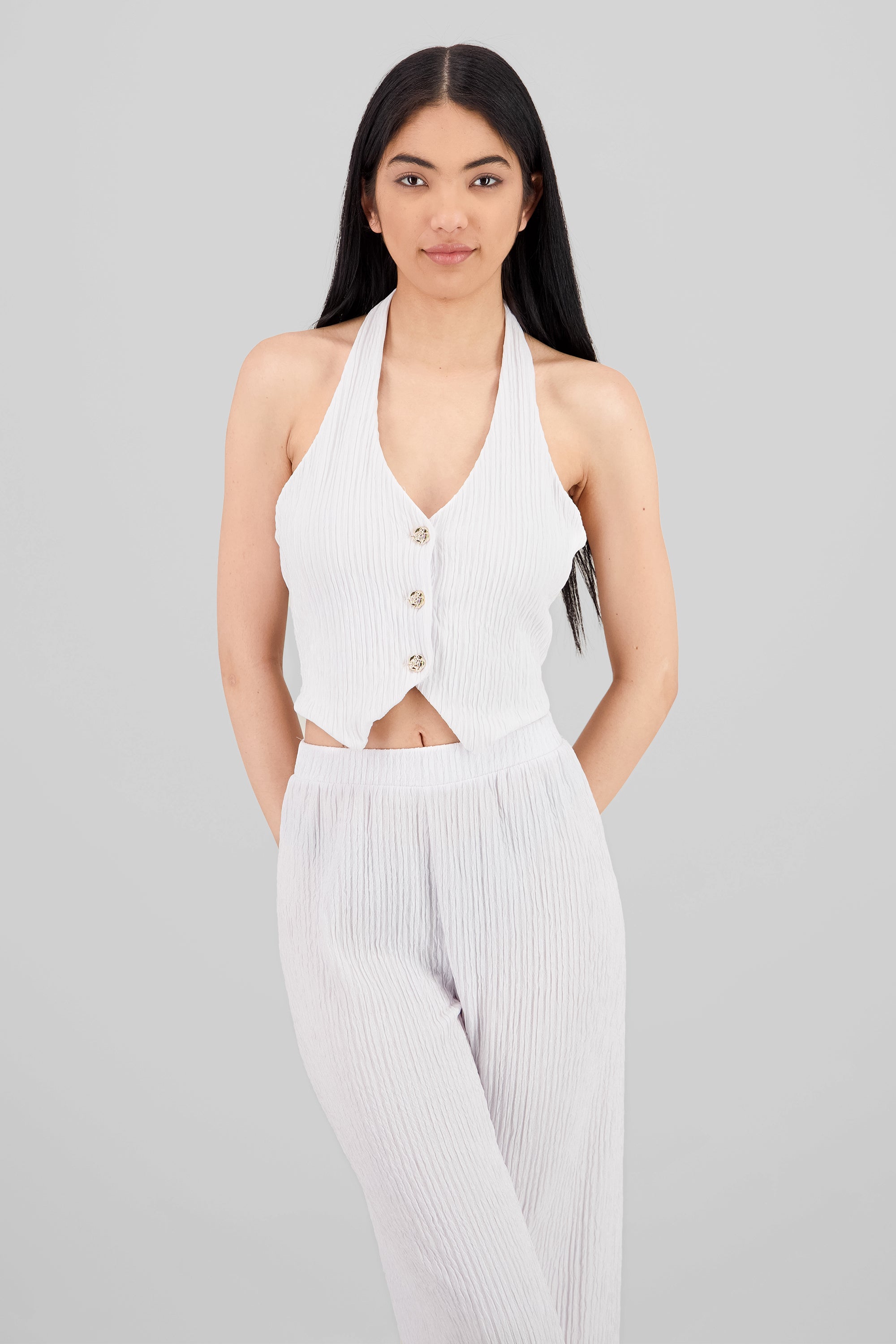 Textured Halter Top WHITE