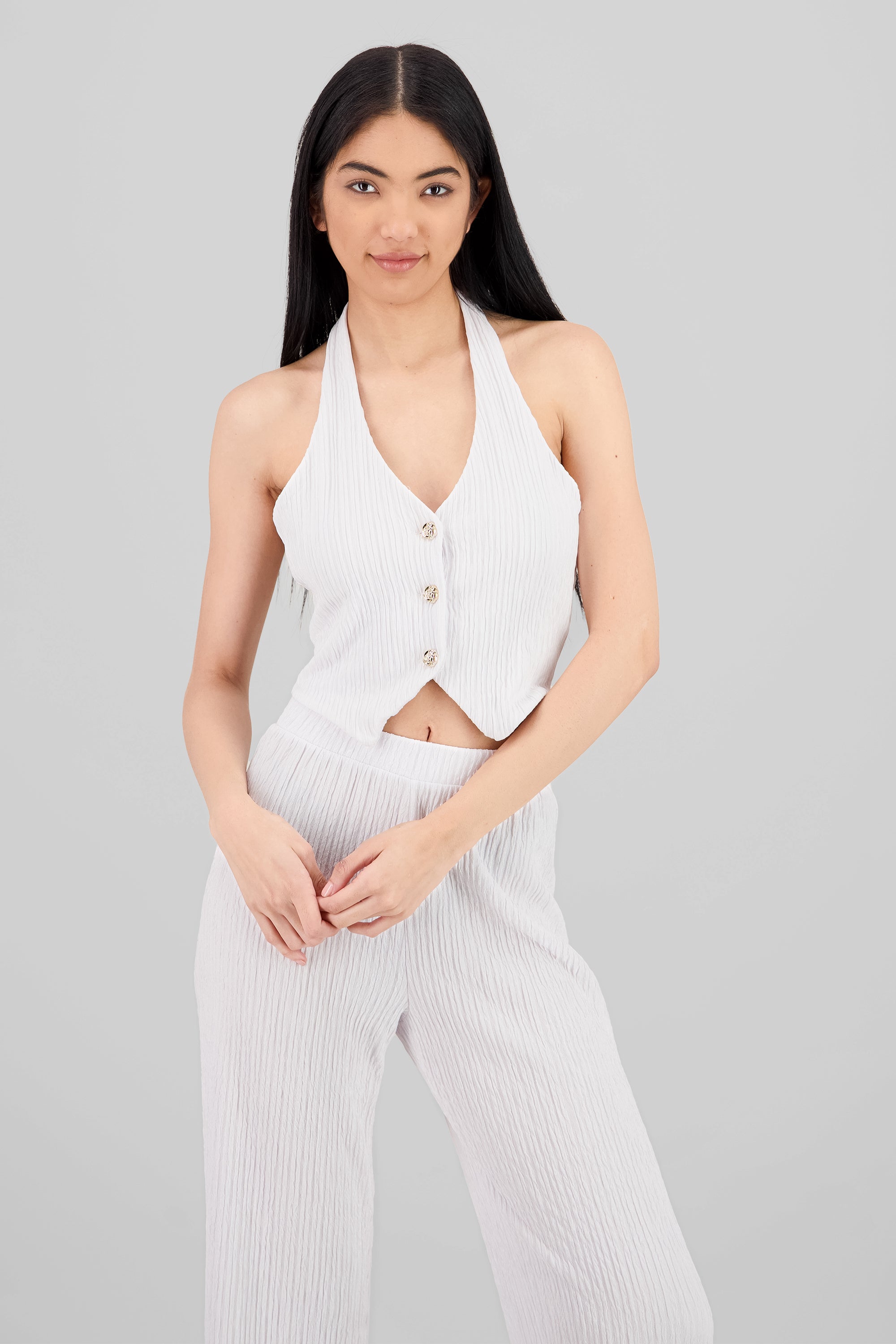 Textured Halter Top WHITE