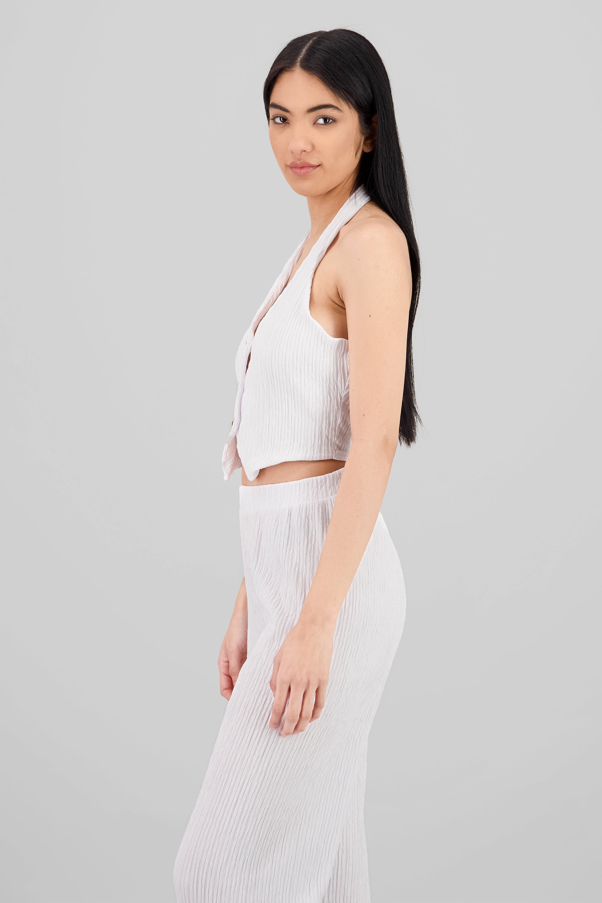 Textured Halter Top WHITE