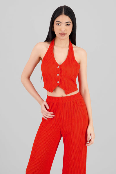 Textured Halter Top TOMATO RED