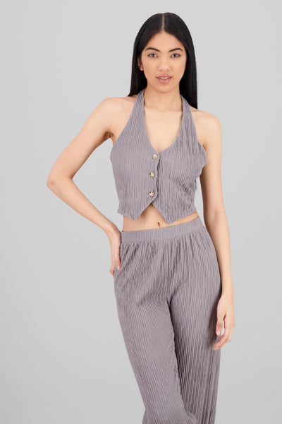 Textured Halter Top GREY