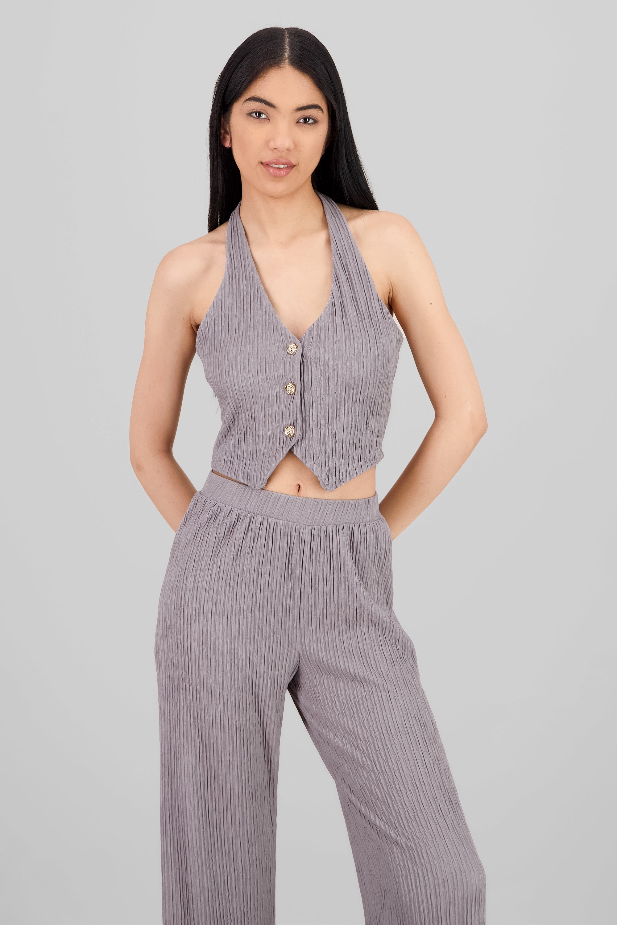 Textured Halter Top GREY