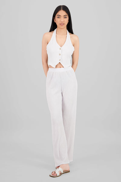 Textured Straight Pants WHITE