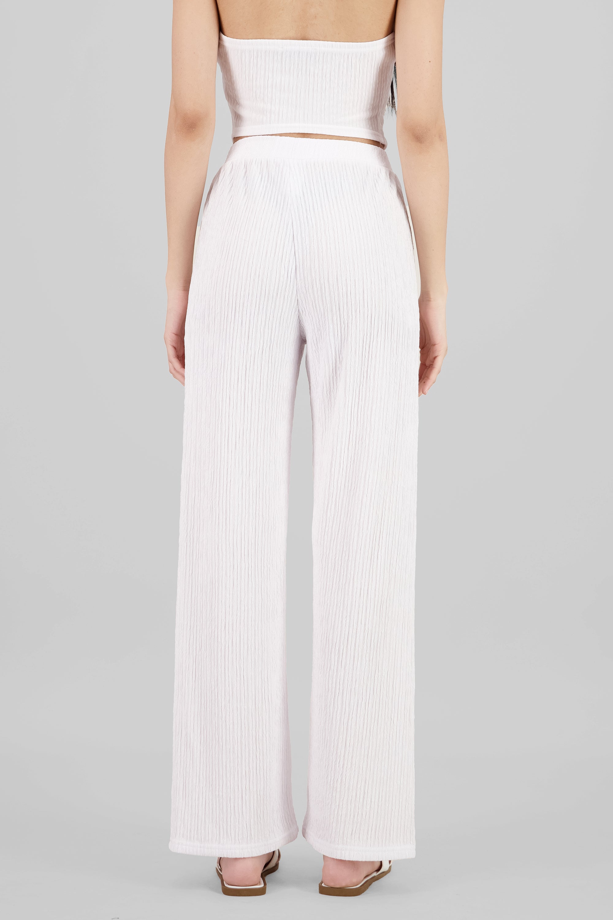 Textured Straight Pants WHITE