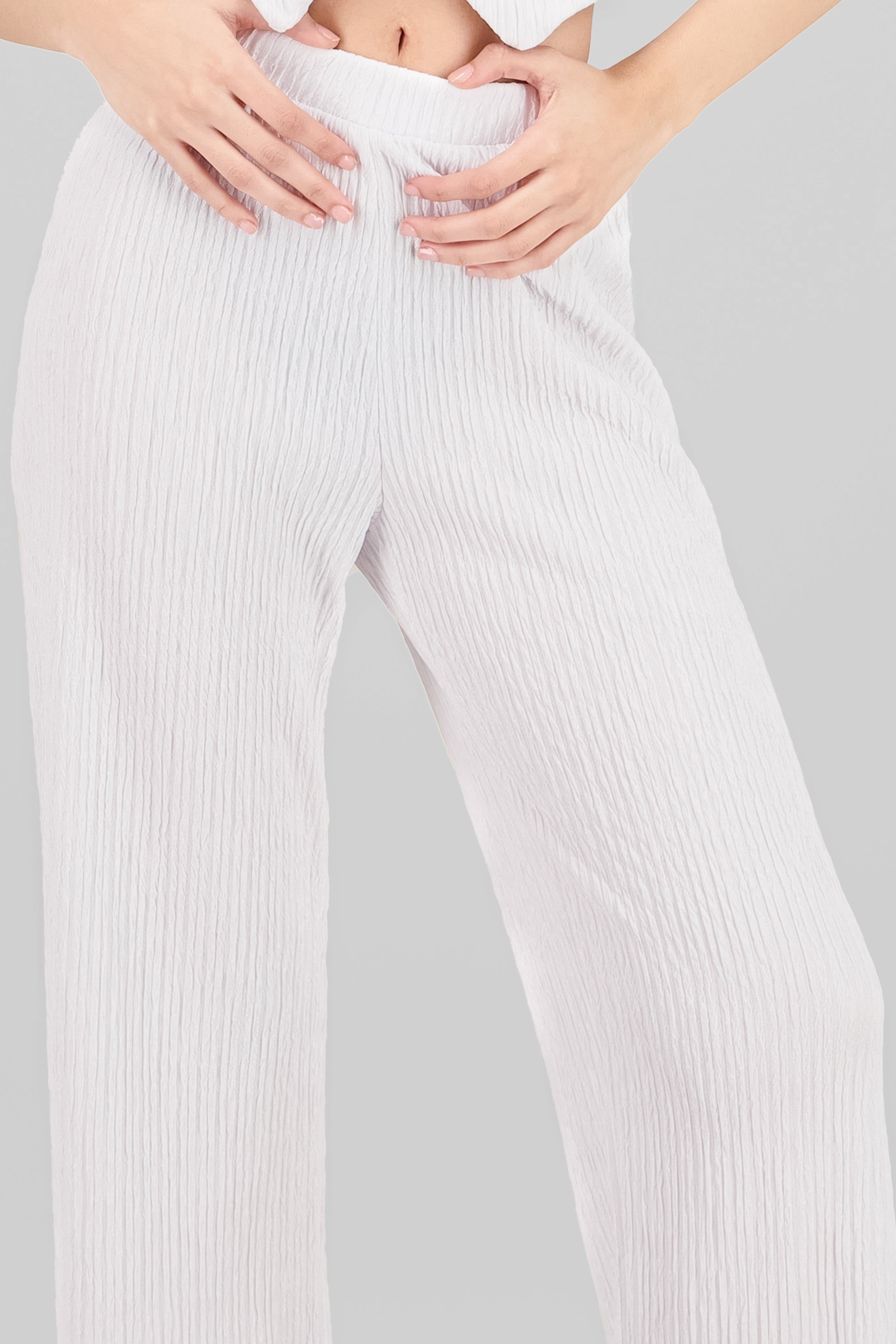 Textured Straight Pants WHITE