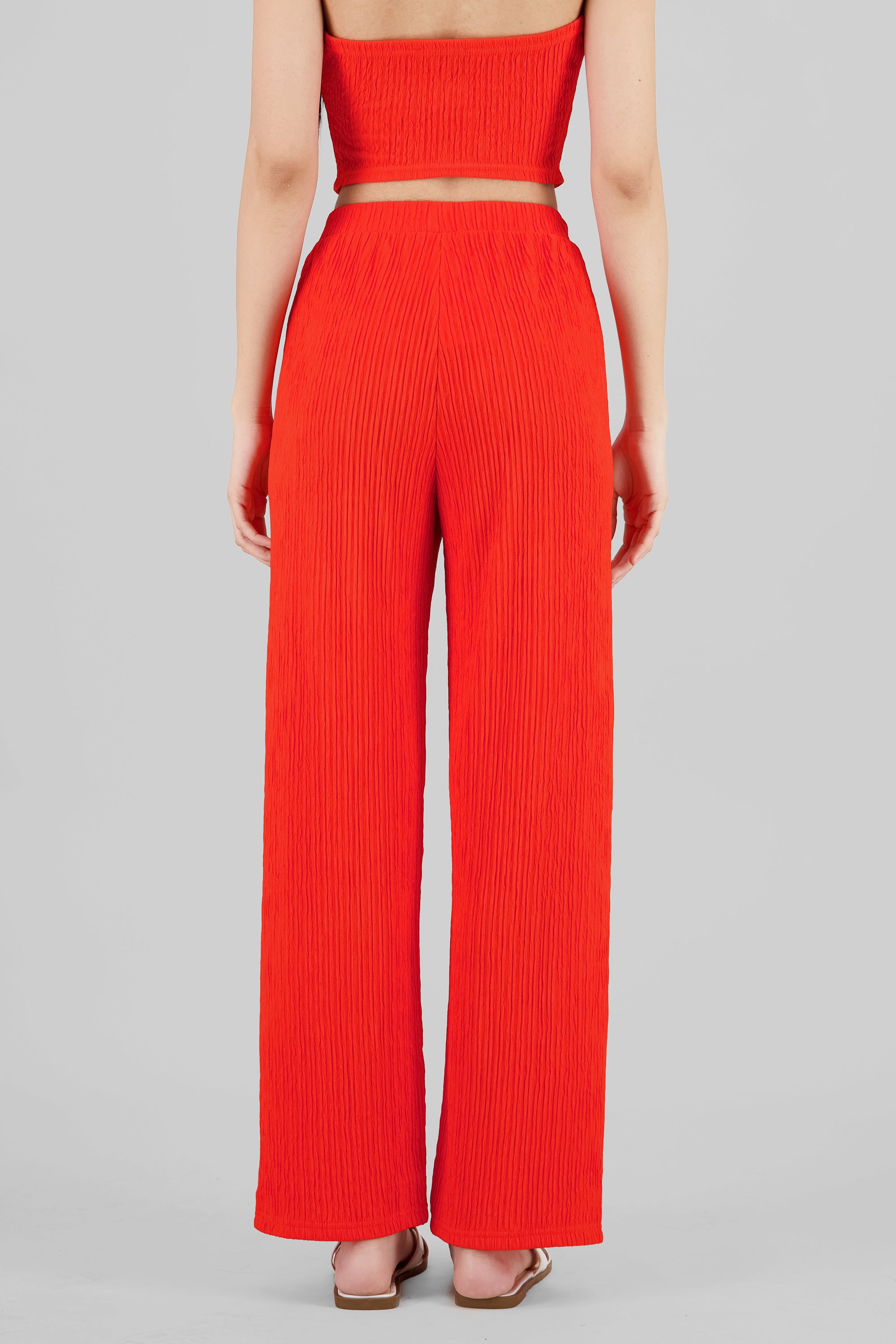 Textured Straight Pants TOMATO RED