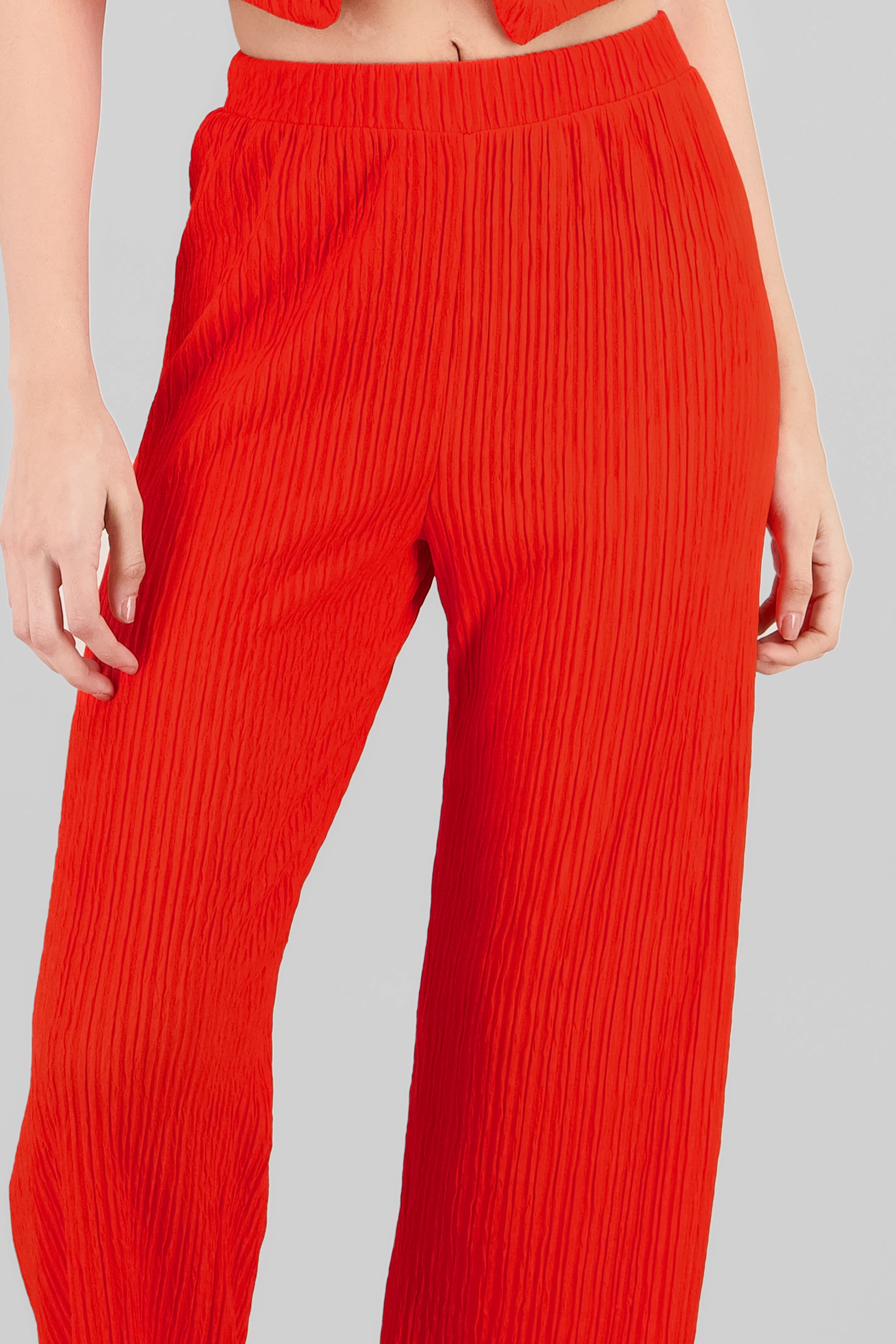 Textured Straight Pants TOMATO RED