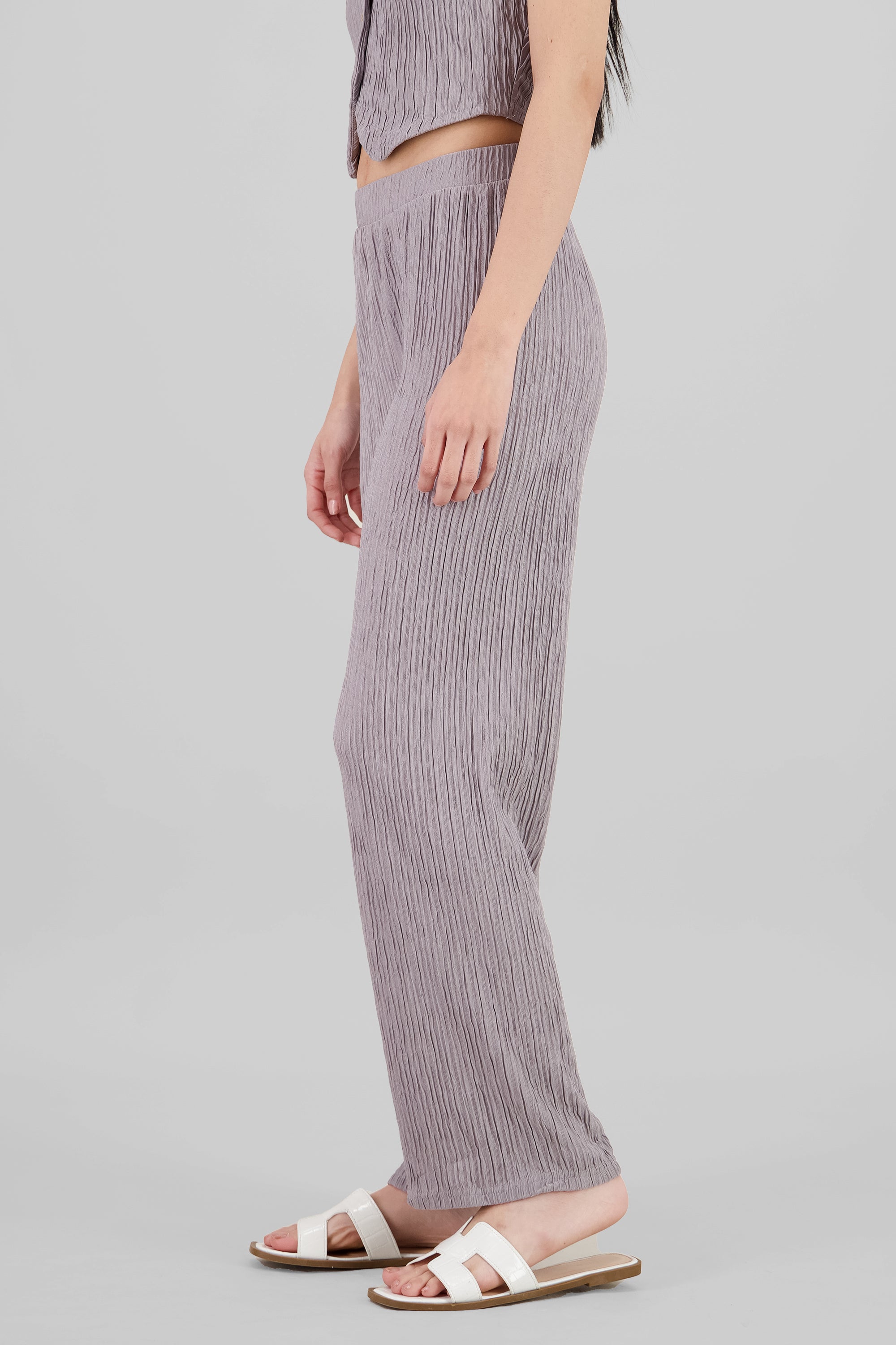 Textured Straight Pants GREY