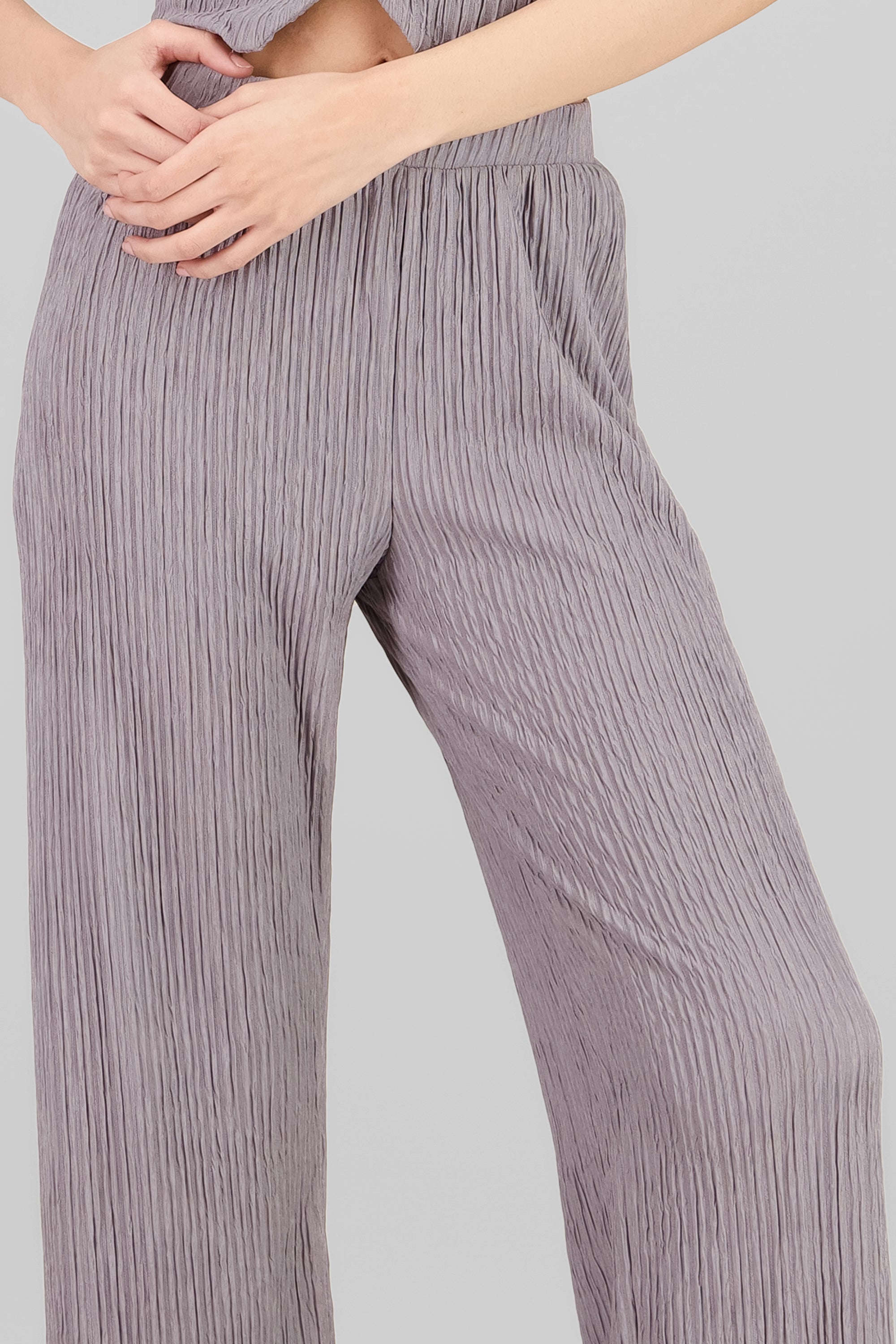 Textured Straight Pants GREY