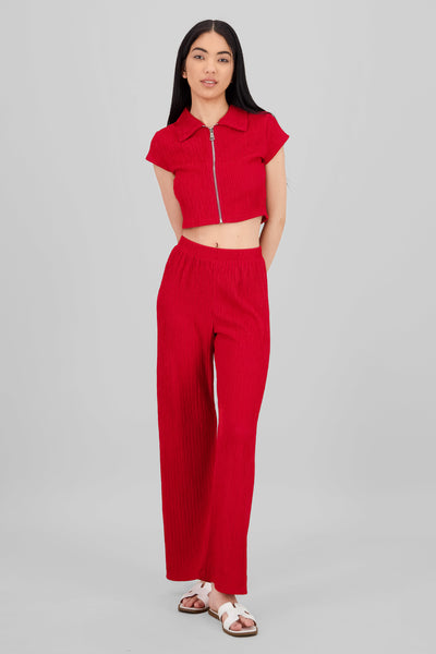 Textured Flowing Pants POPPY RED