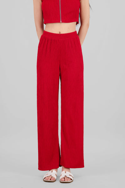 Textured Flowing Pants POPPY RED